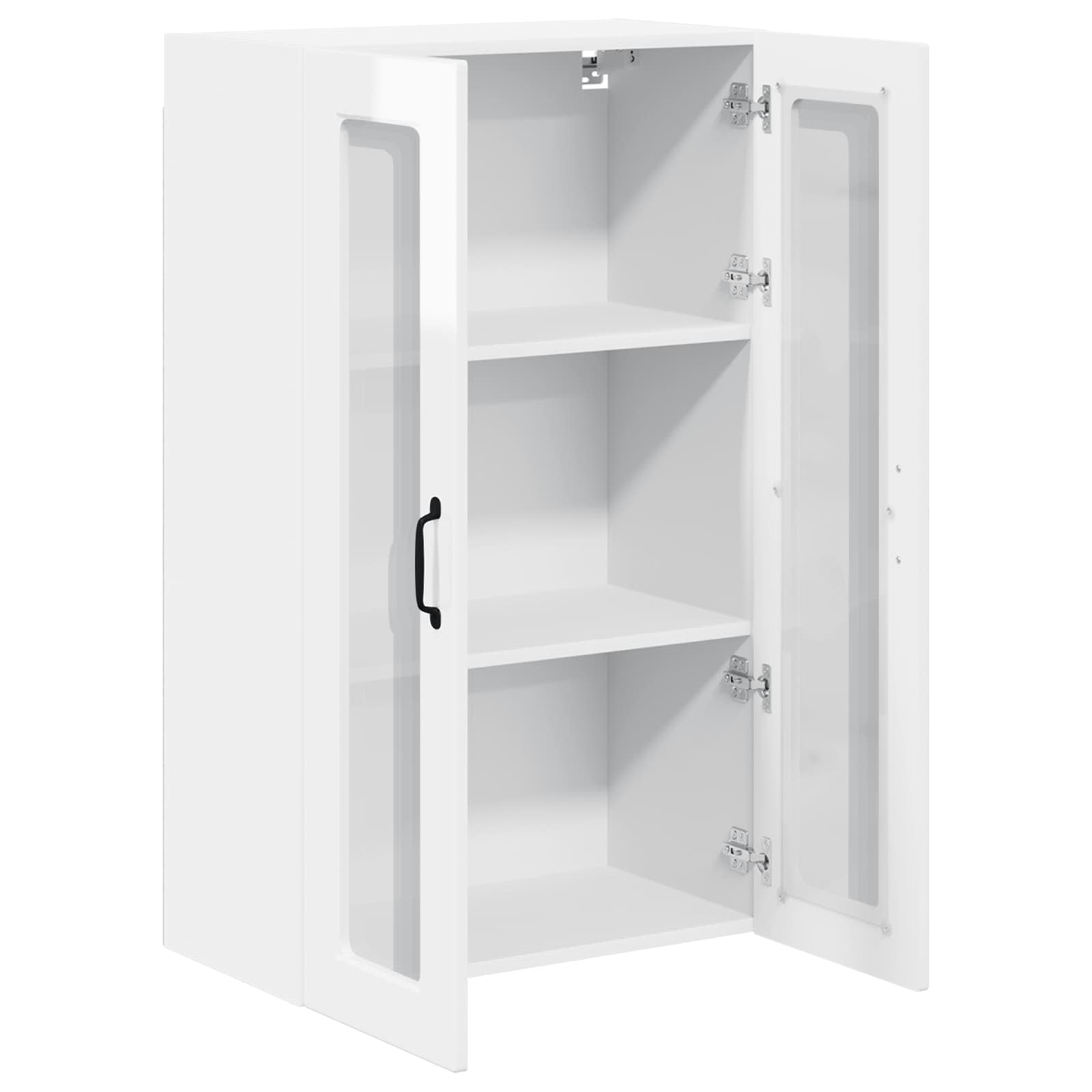Wall Glass Cabinet PORTO High Gloss White 60 x 31 x 100 cm