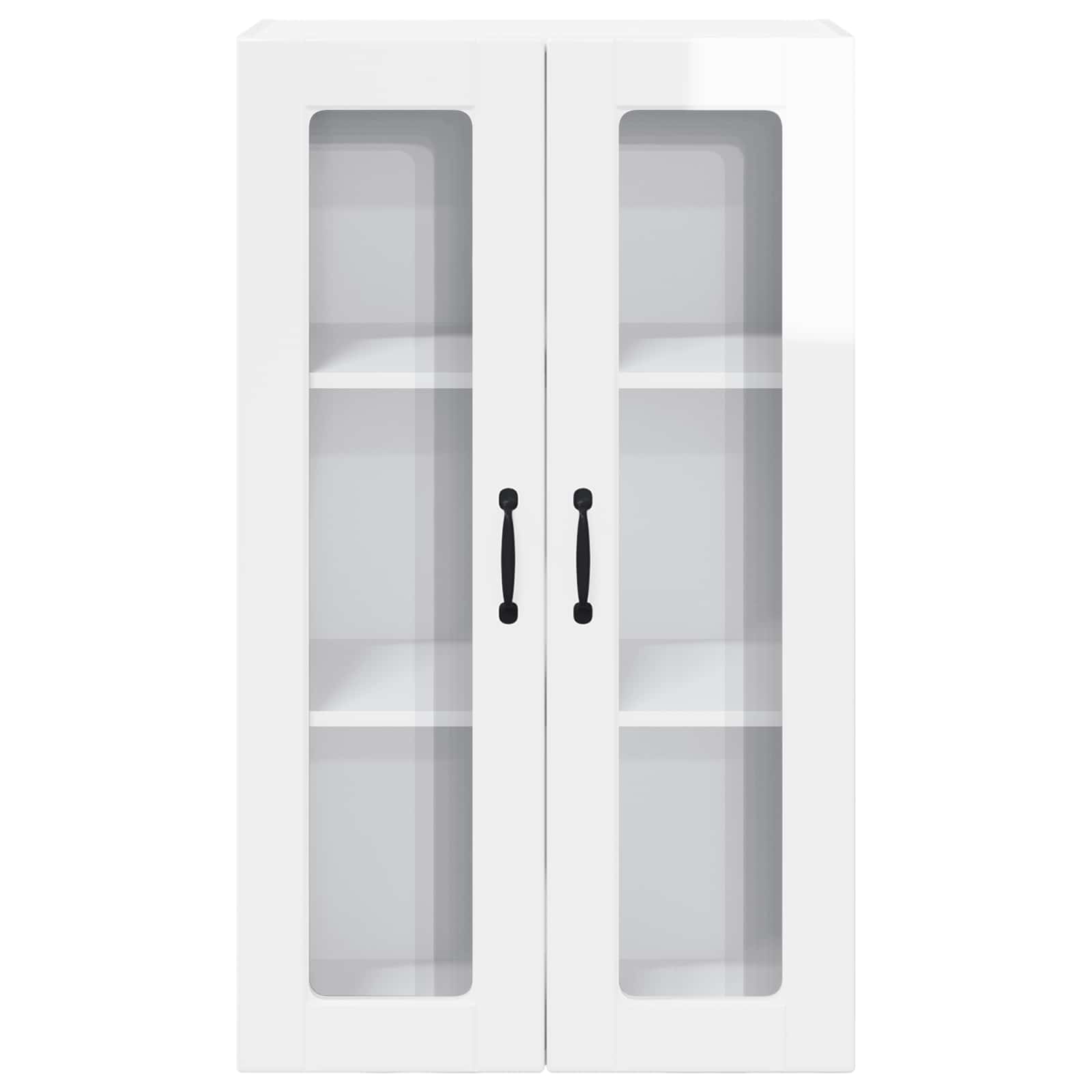 Wall Glass Cabinet PORTO High Gloss White 60 x 31 x 100 cm