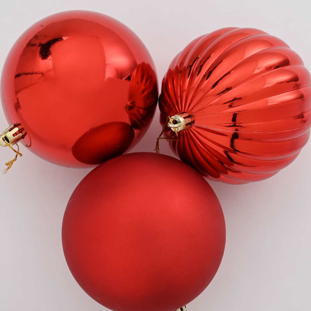 Christmas Bauble Set XXL 3 pcs Red Plastic