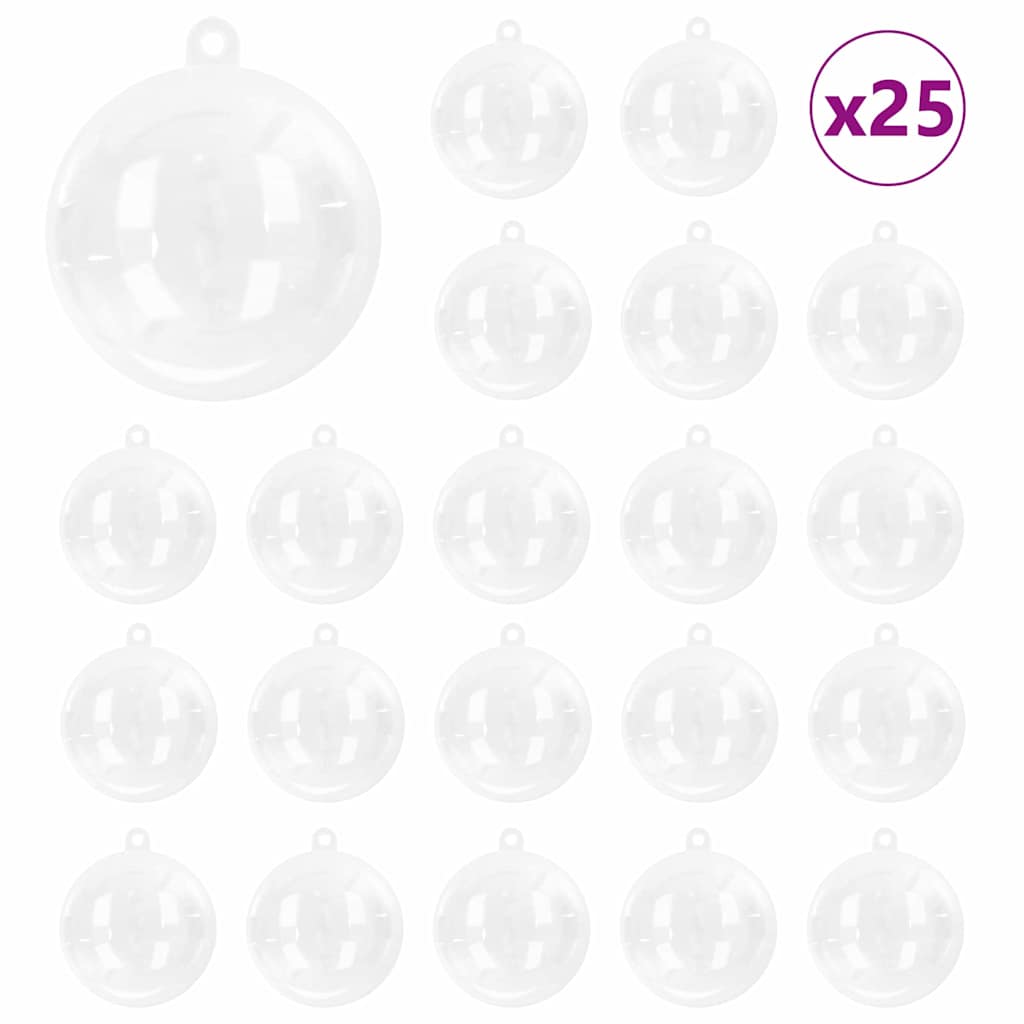 Christmas Bauble Set 25 pcs Transparent Ø 10 cm