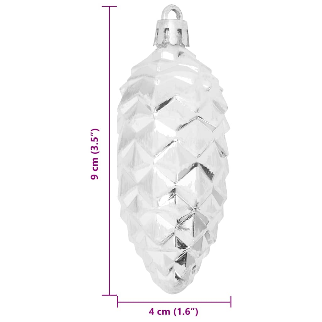 Christmas Pine Cone Ball 40 pcs Silver Plastic