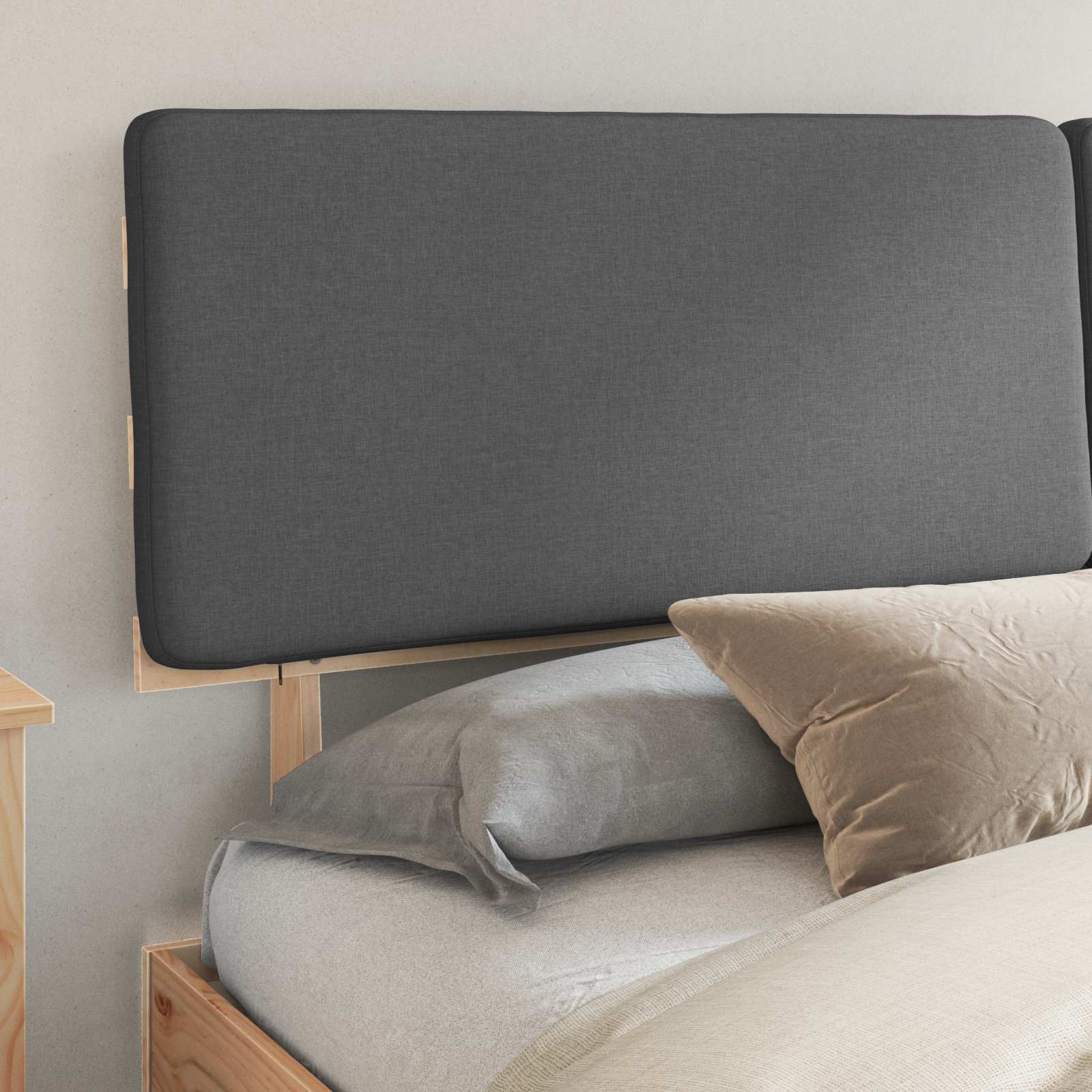 Bed Frame with Upholstered Headboard Dark Grey 180 x 200 cm