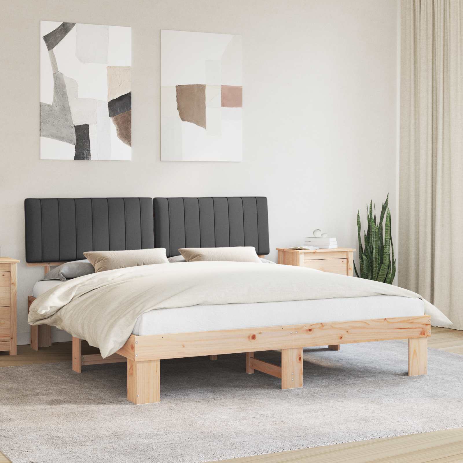 Bed Frame with Upholstered Headboard Dark Grey 180 x 200 cm