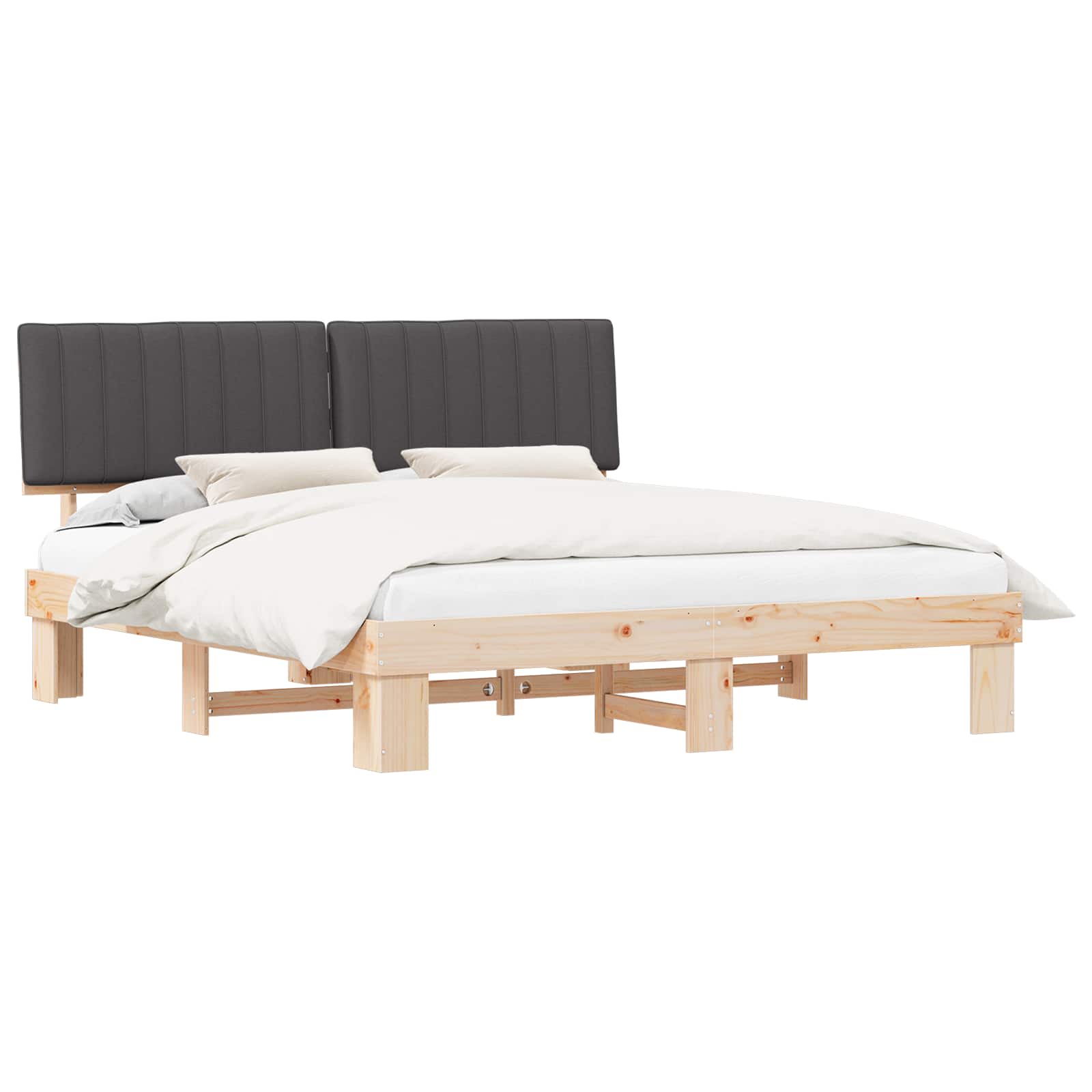 Bed Frame with Upholstered Headboard Dark Grey 180 x 200 cm
