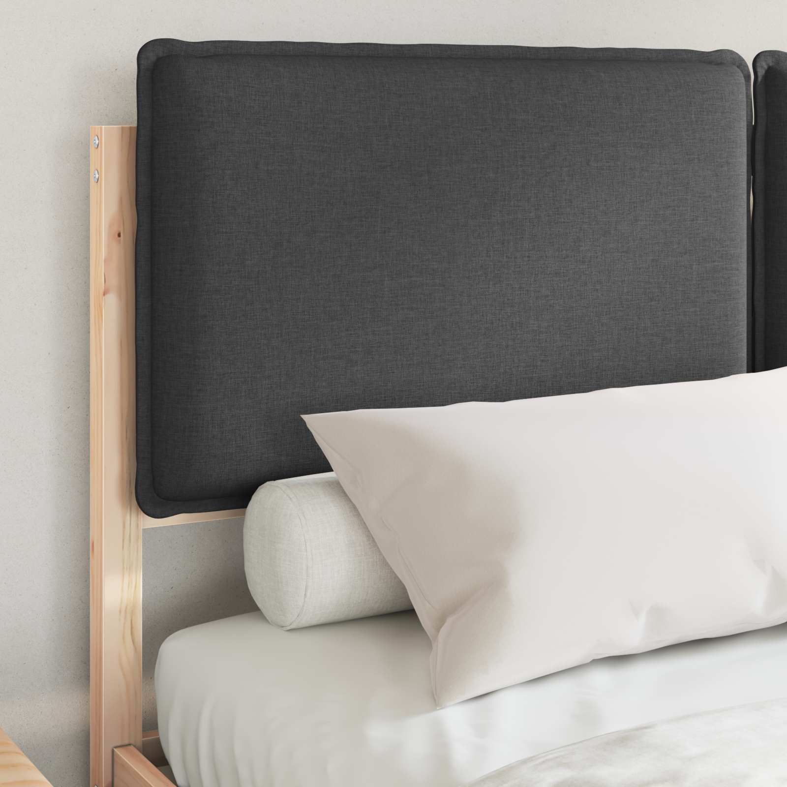 Bed Frame with Upholstered Headboard Dark Grey 150 x 200 cm