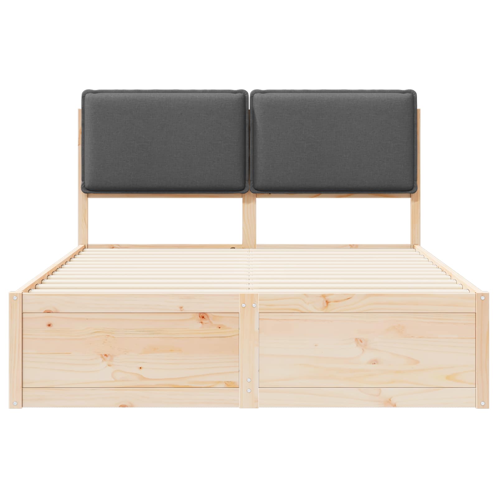 Bed Frame with Upholstered Headboard Dark Grey 135 x 190 cm