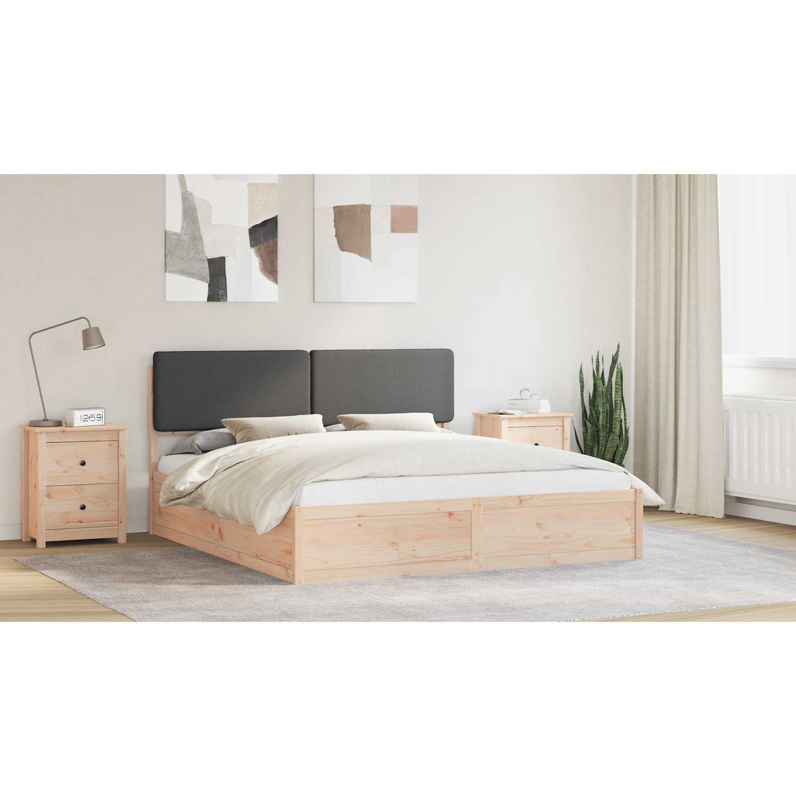 Bed Frame with Upholstered Headboard Dark Grey 180 x 200 cm