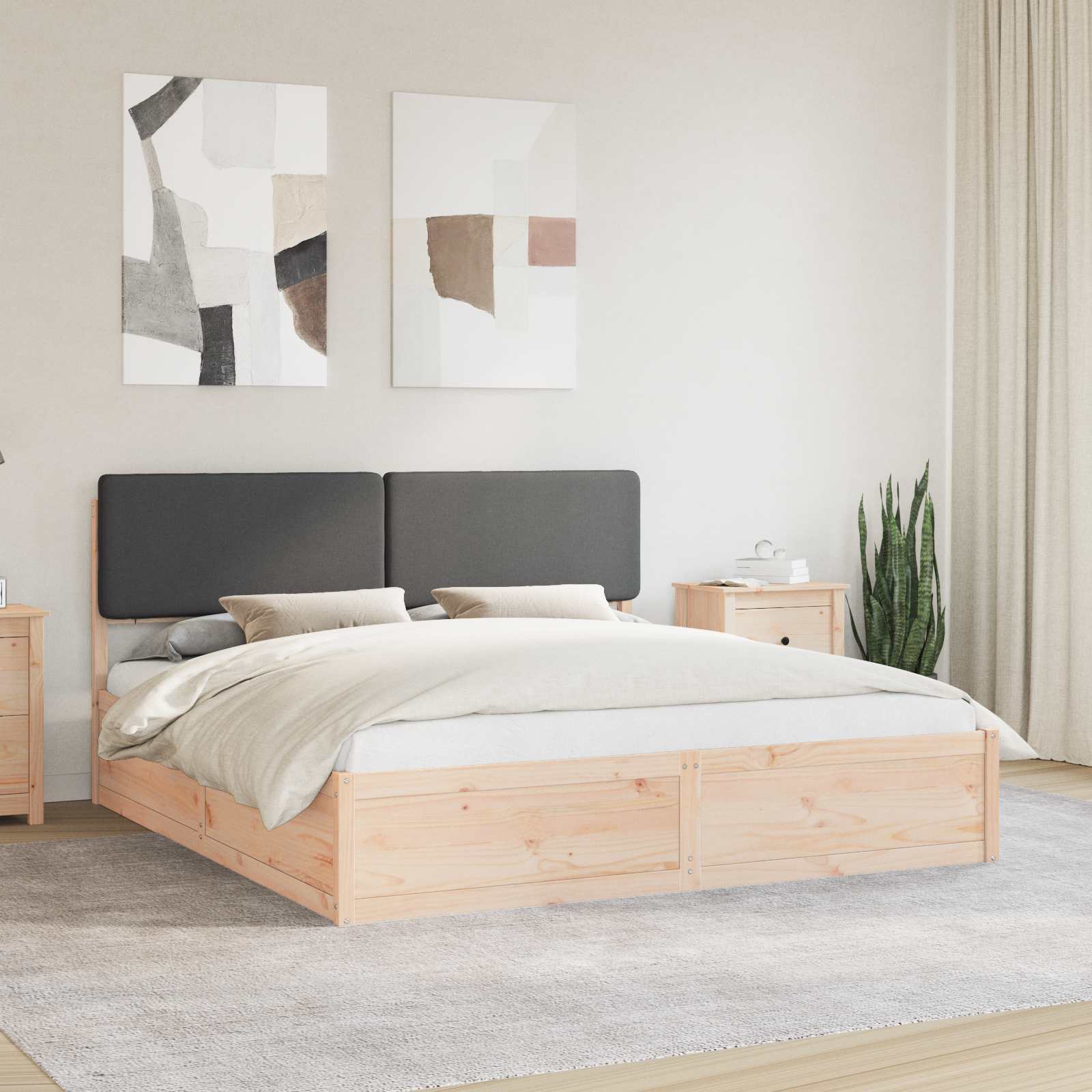 Bed Frame with Upholstered Headboard Dark Grey 180 x 200 cm