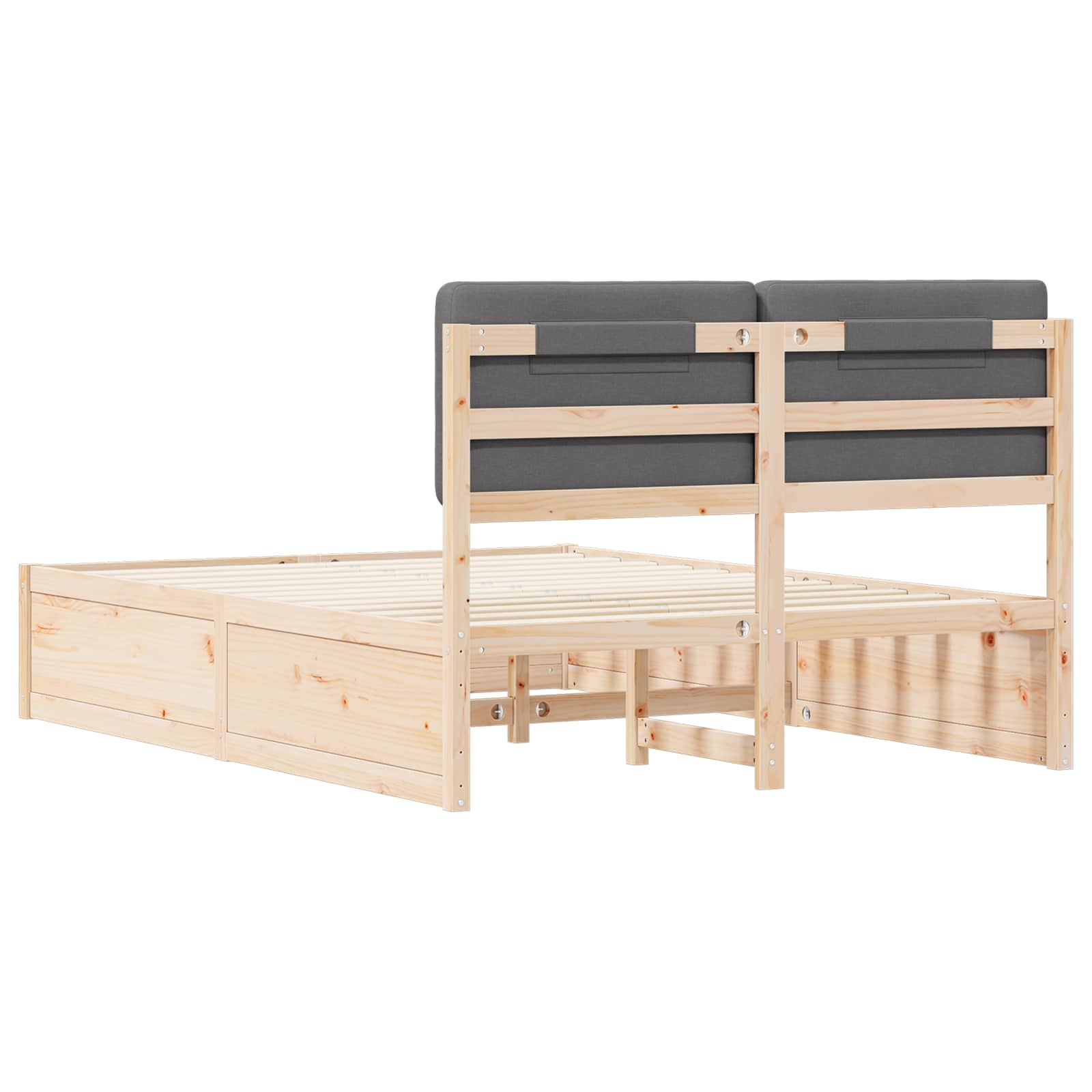 Bed Frame with Upholstered Headboard Dark Grey 135 x 190 cm