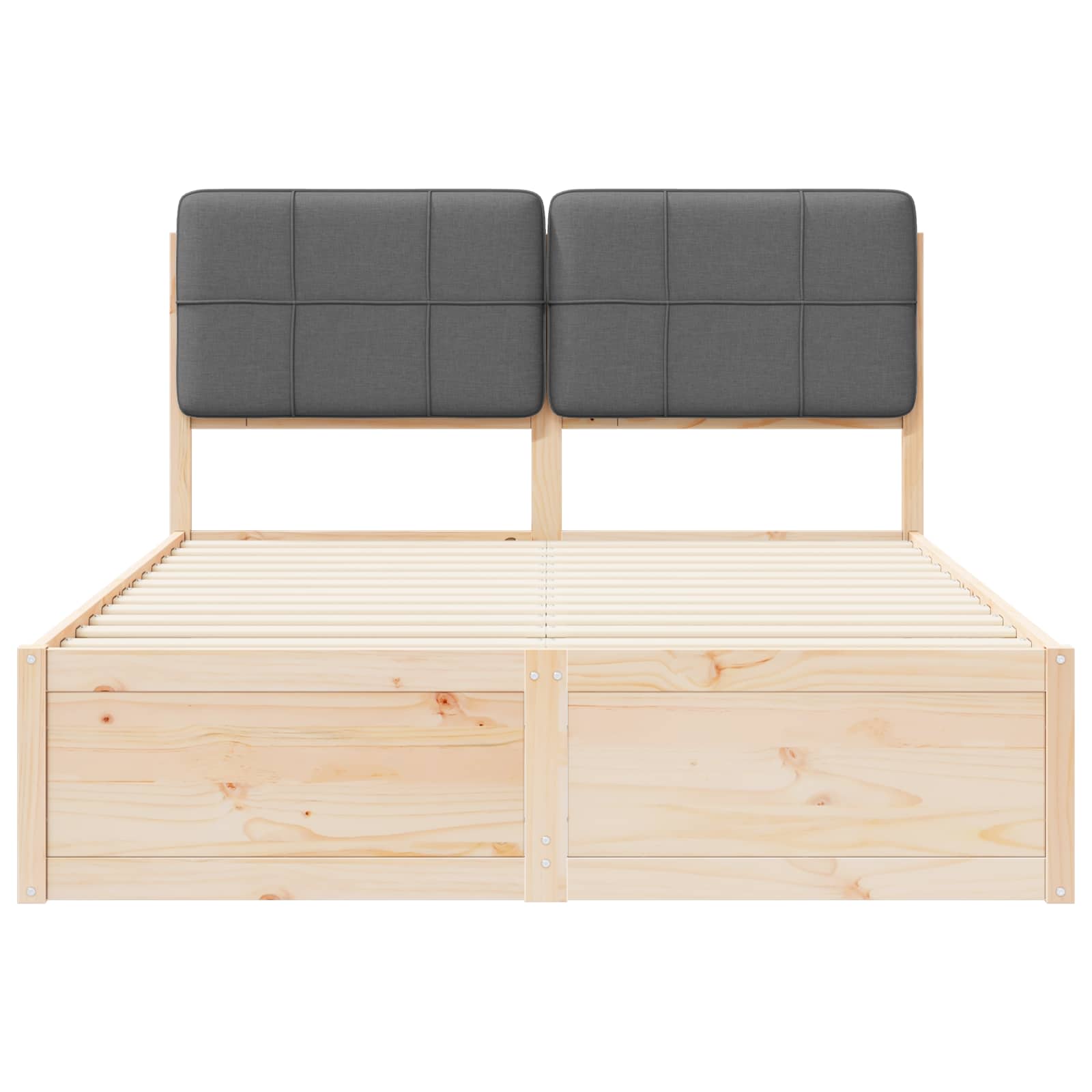 Bed Frame with Upholstered Headboard Dark Grey 135 x 190 cm