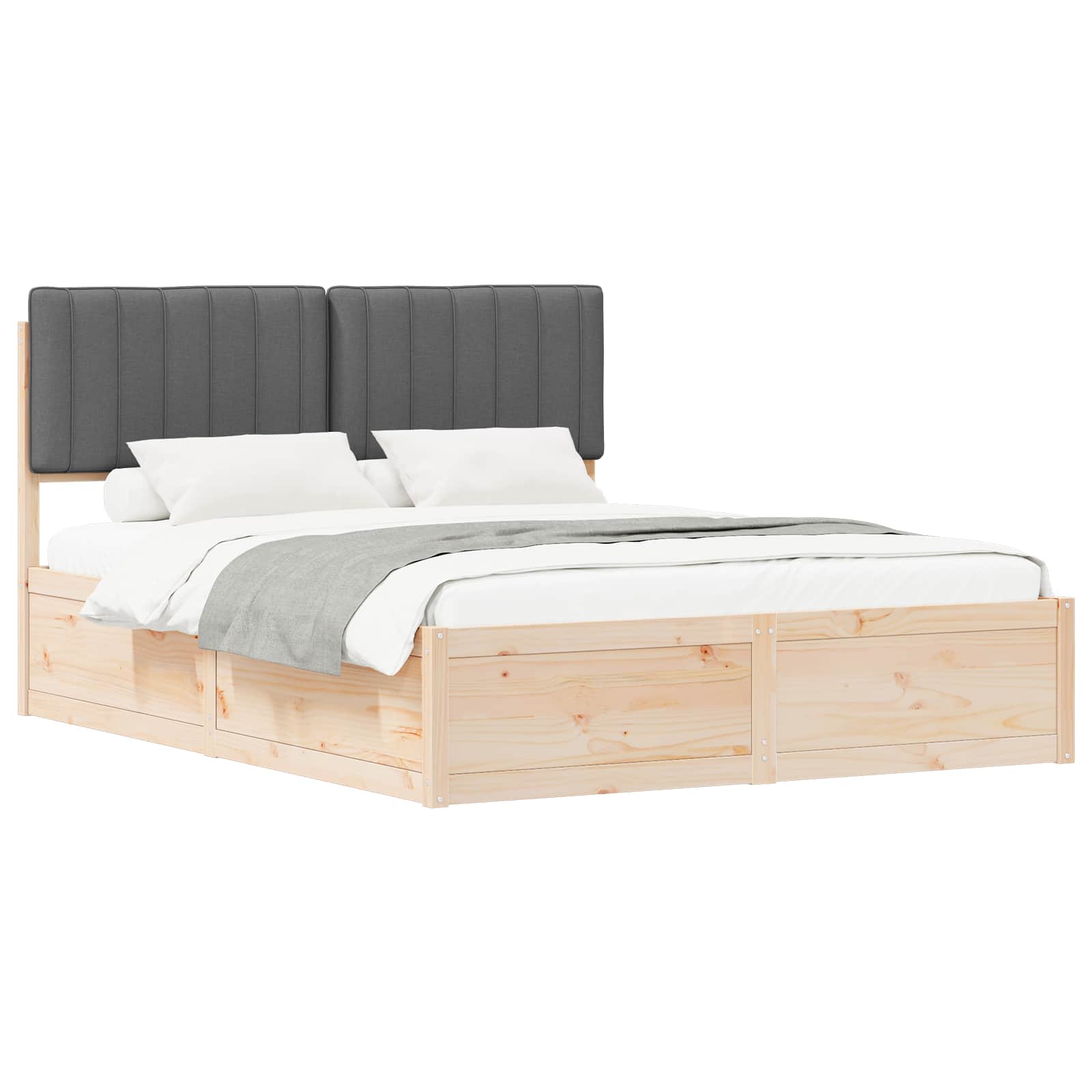 Bed Frame with Upholstered Headboard Dark Grey 150 x 200 cm