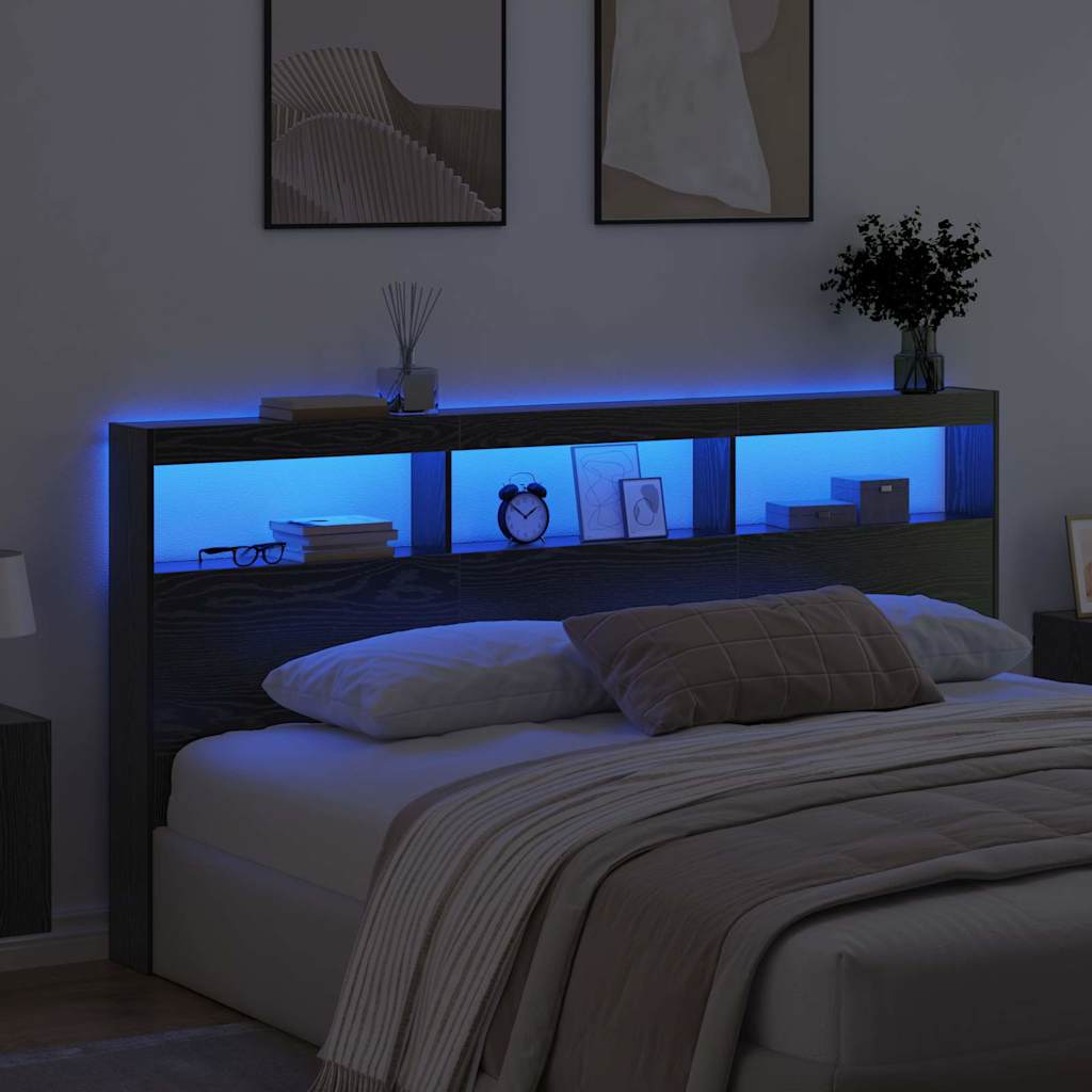 Headboard Black Oak Engineered Wood