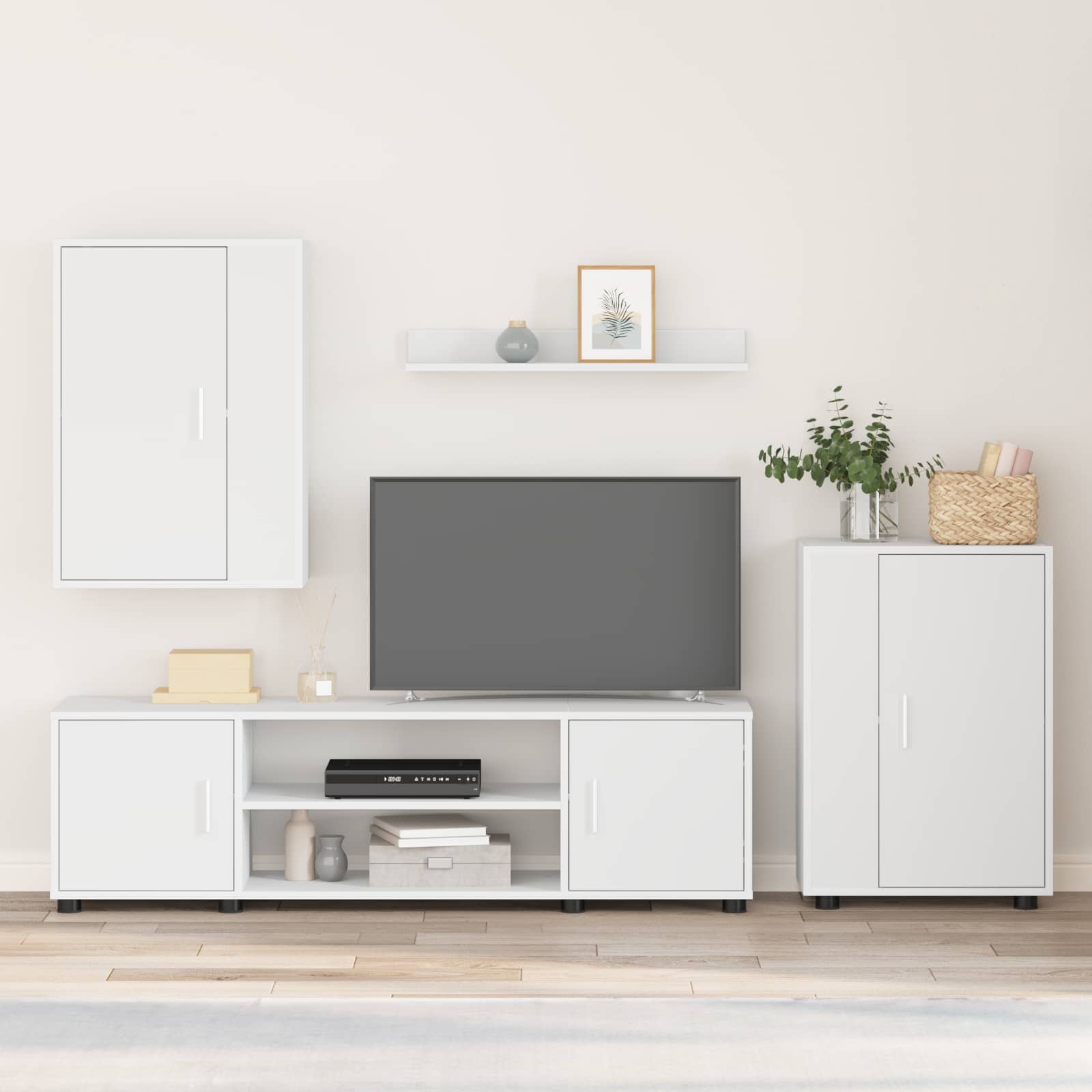 TV Cabinet Set White Engineered wood