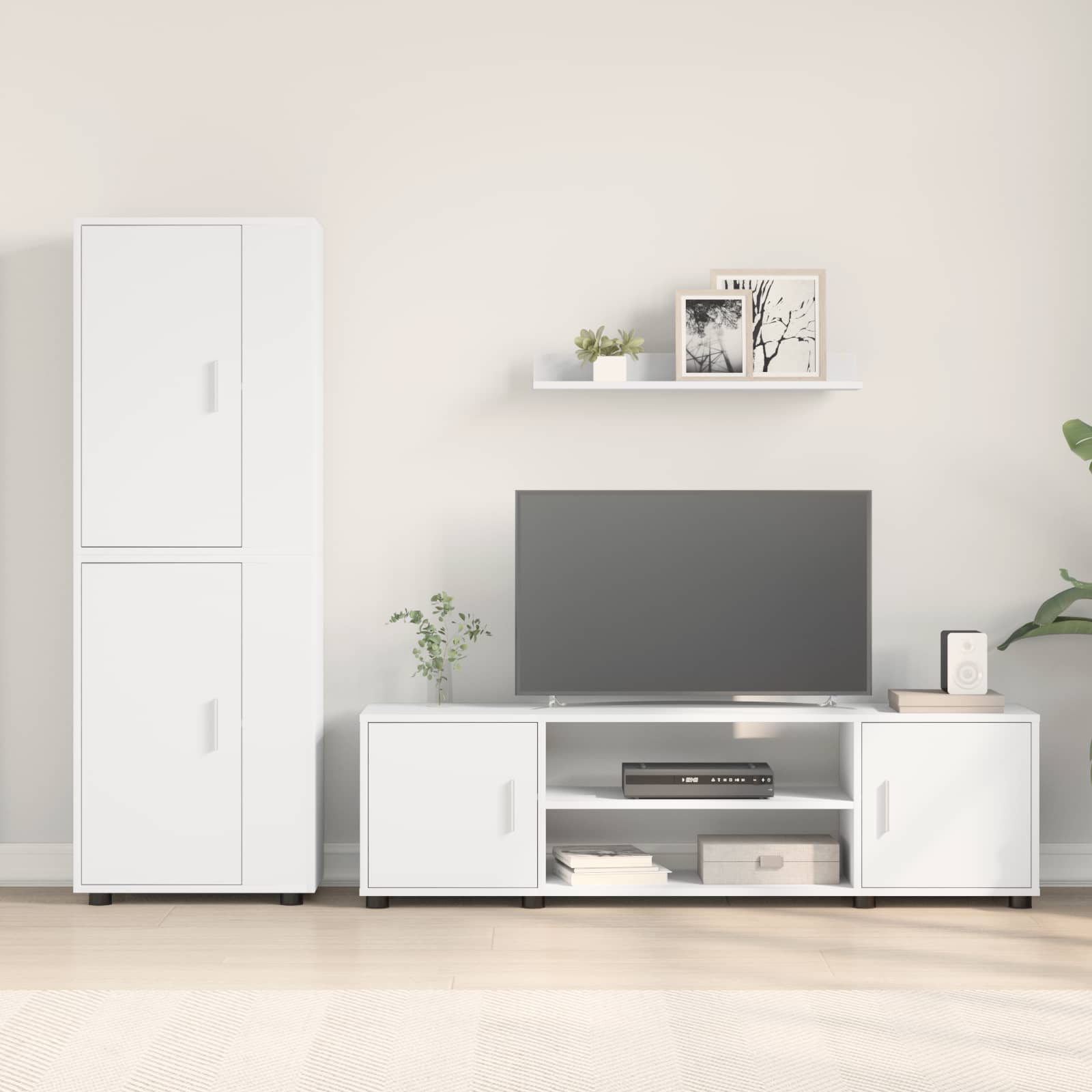 TV Cabinet Set White Engineered wood