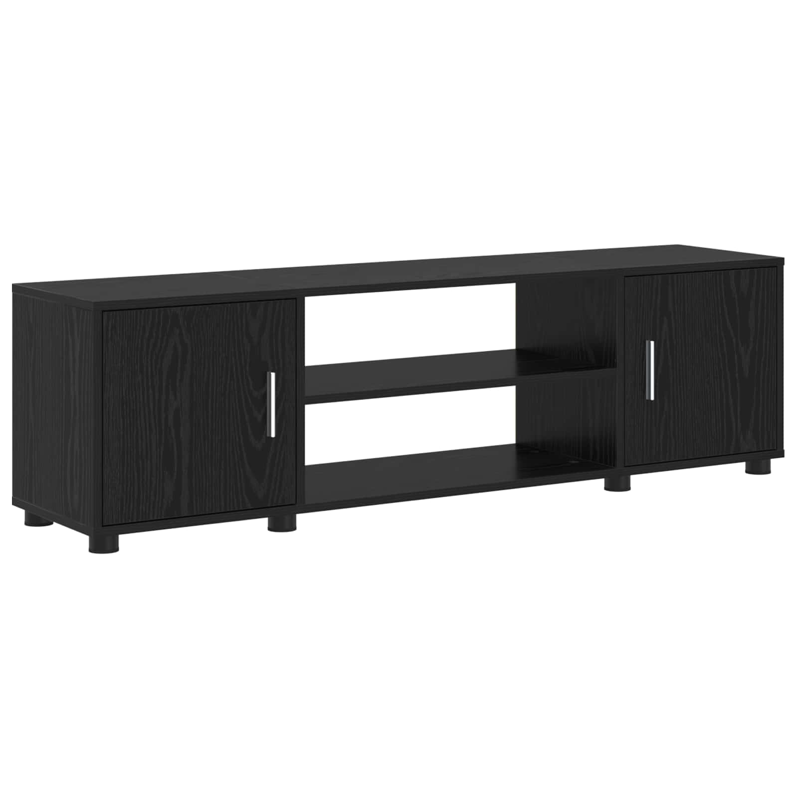TV Cabinet Set Black Oak Engineered wood
