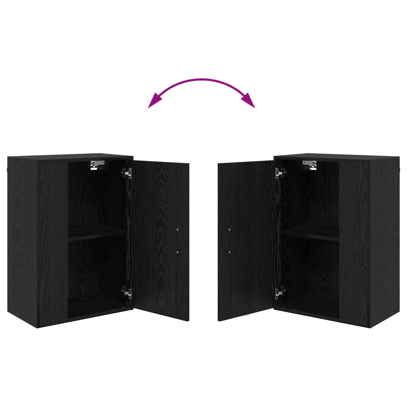 TV Cabinet Set Black Oak Engineered wood