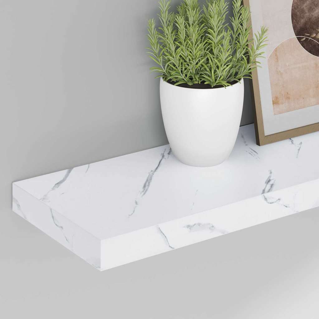 Wall Shelf 2 pcs White Marble 90 x 23,5 x 3,8 cm