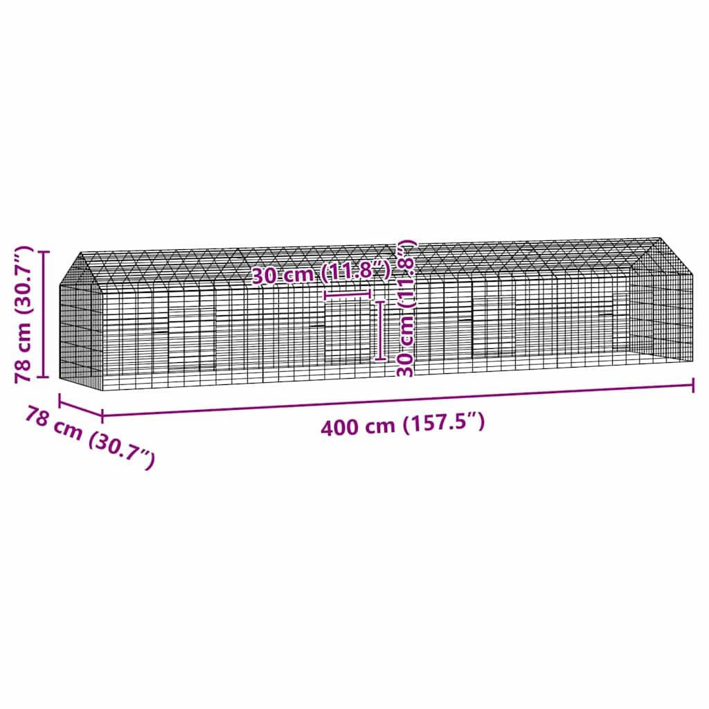 Rabbit Cage Silver 400 x 78 x 78 cm Galvanised Steel