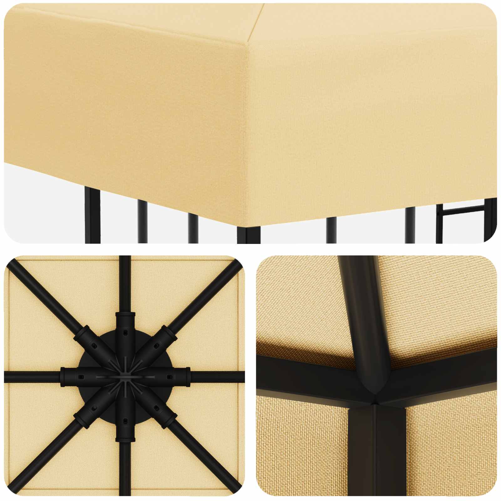 Gazebo 3 x 3 m Cream Polyester and Steel 190 gsm