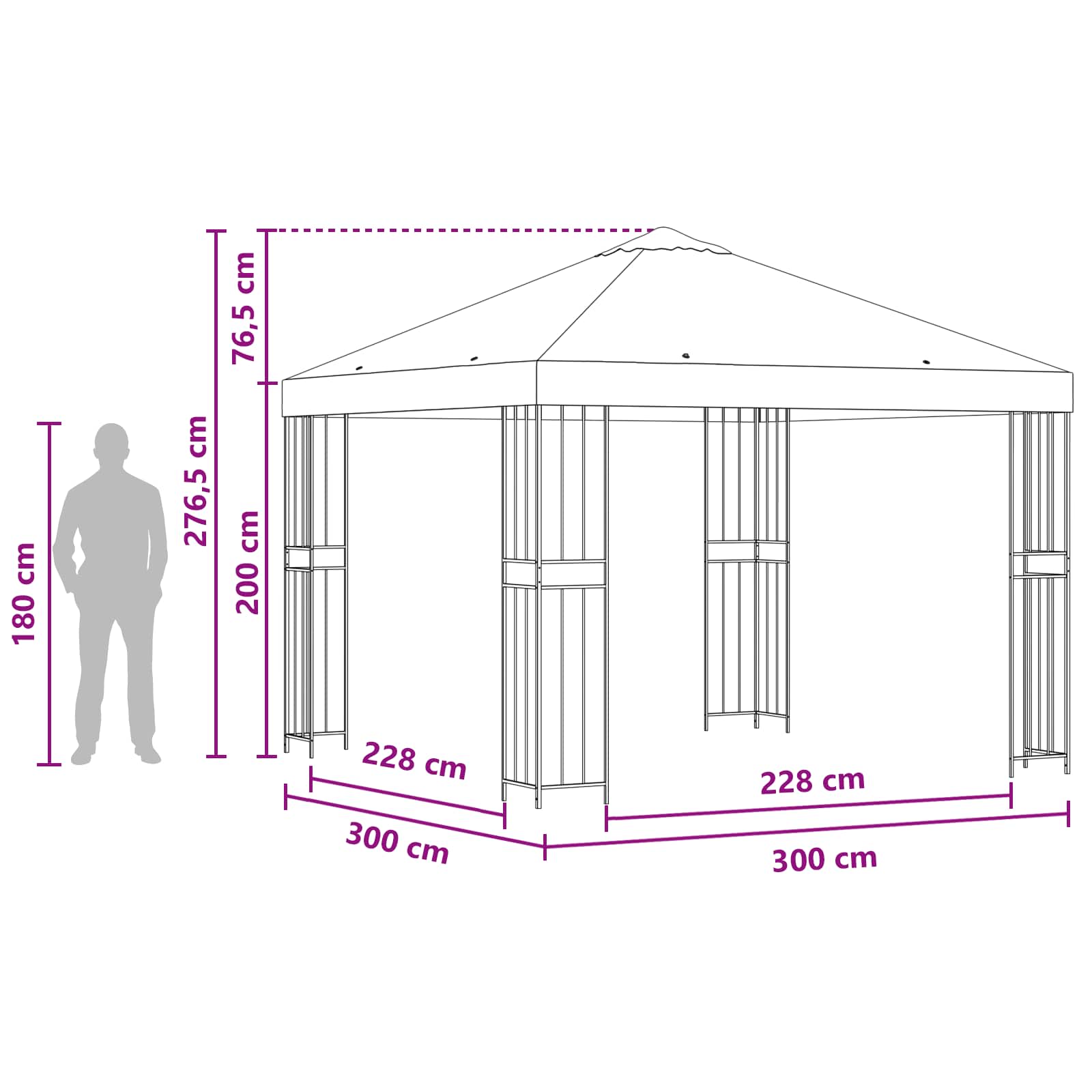 Gazebo 3 x 3 m Cream Polyester and Steel 190 gsm