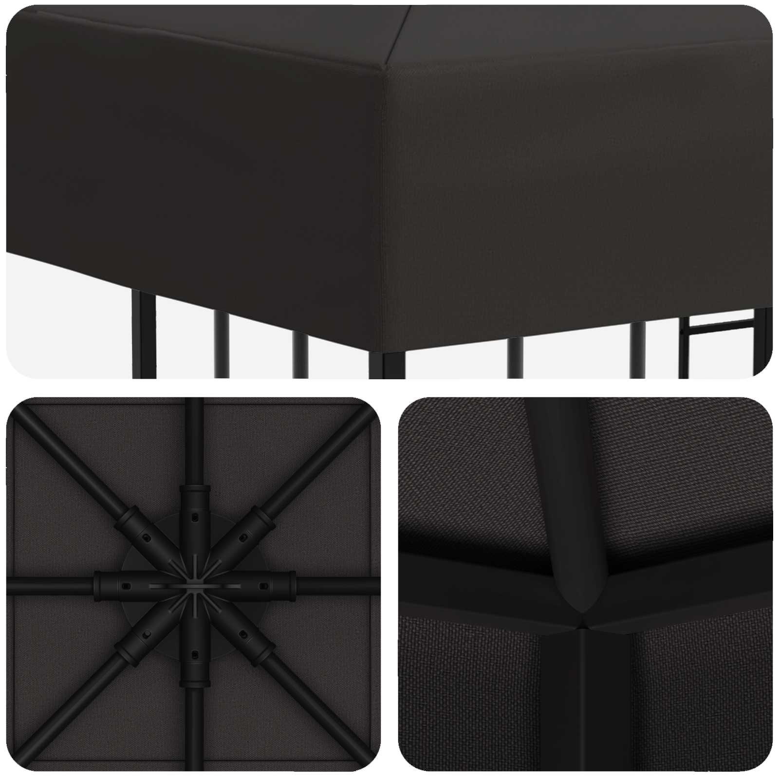 Gazebo 3 x 3 m Anthracite Polyester and Steel 190 gsm