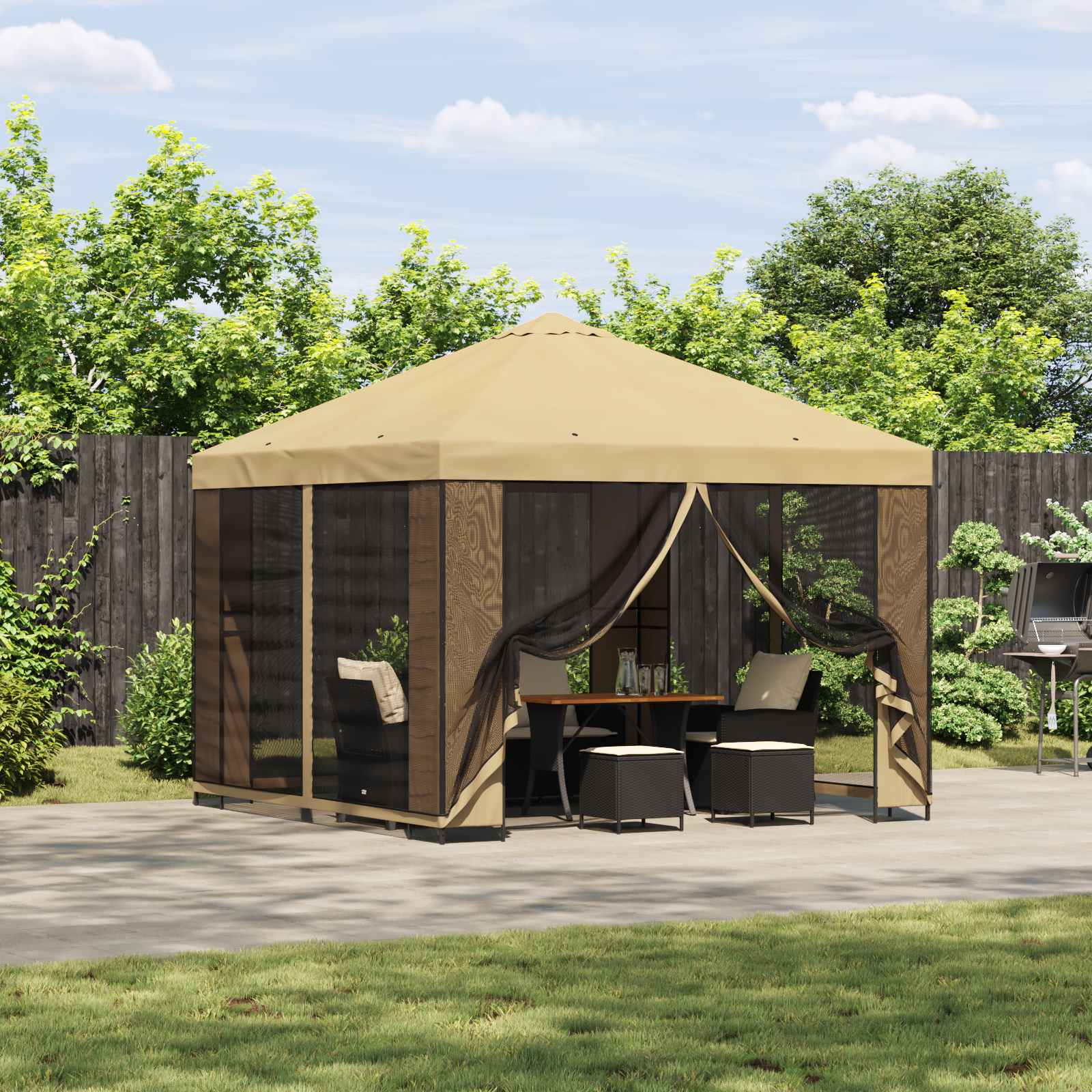 Gazebo 3 x 3 m Cream Polyester and Steel 190 gsm