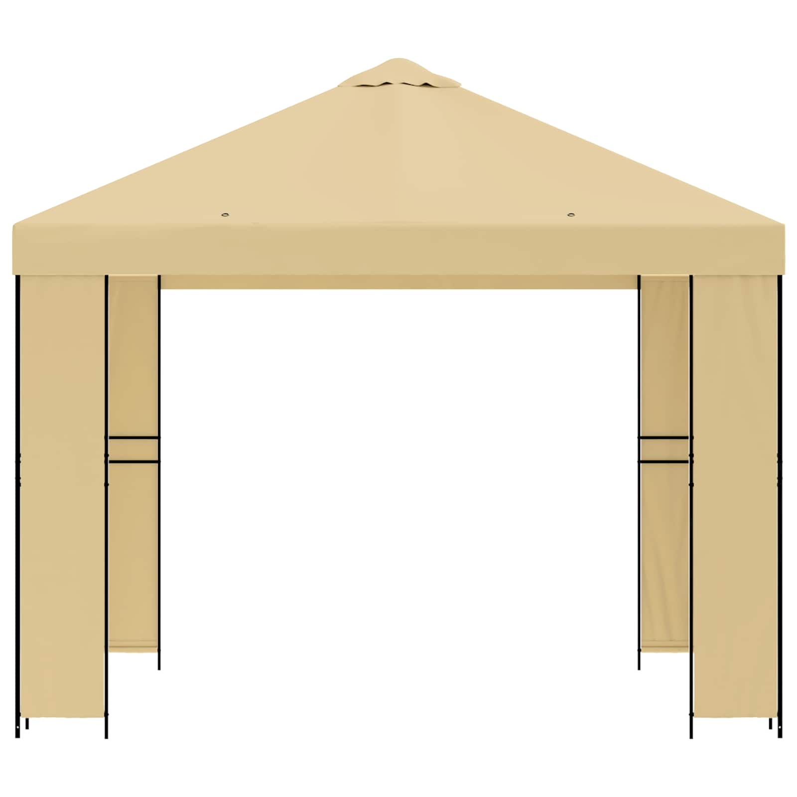 Gazebo 3 x 3 m Cream Polyester and Steel 190 gsm