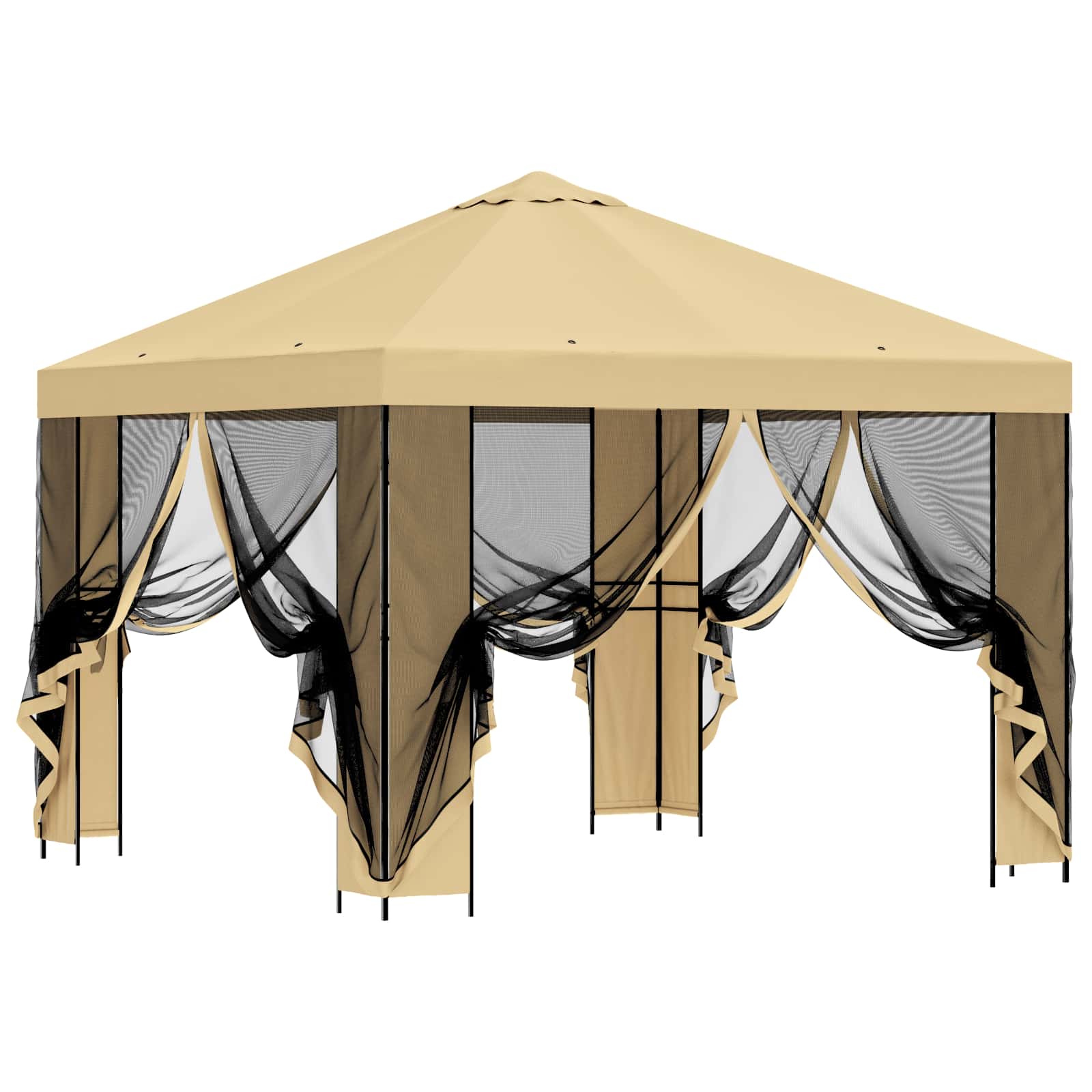 Garden Gazebo with Sidewalls 3 x 3 m Cream Polyester and Steel