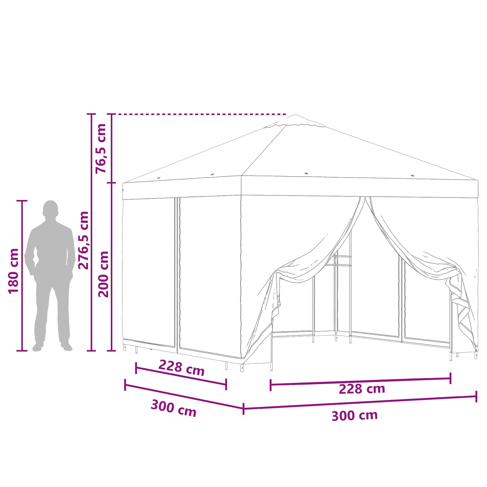Garden Gazebo with Sidewalls 3 x 3 m Anthracite