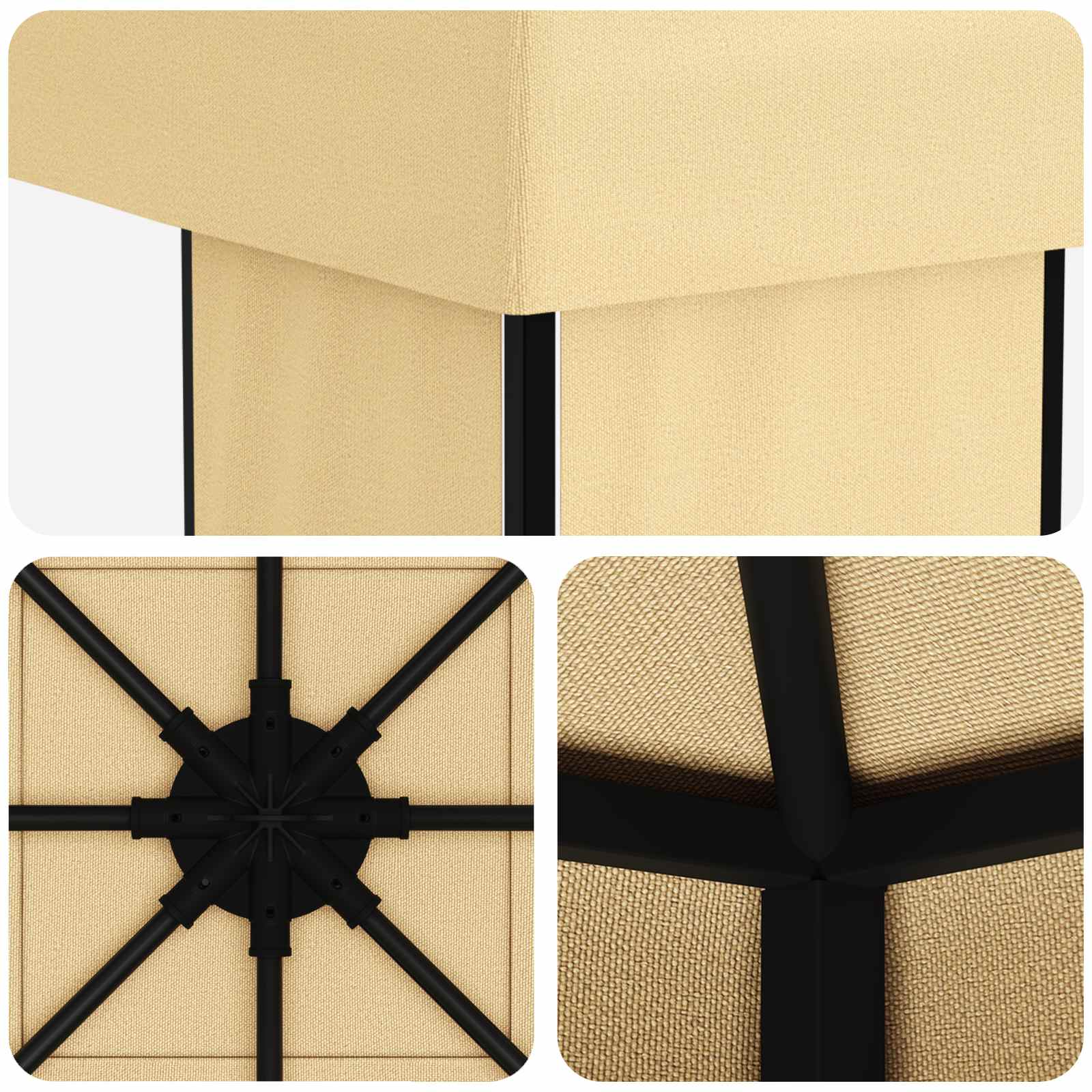 Gazebo 4 x 3 m Cream Polyester and Steel 190 gsm