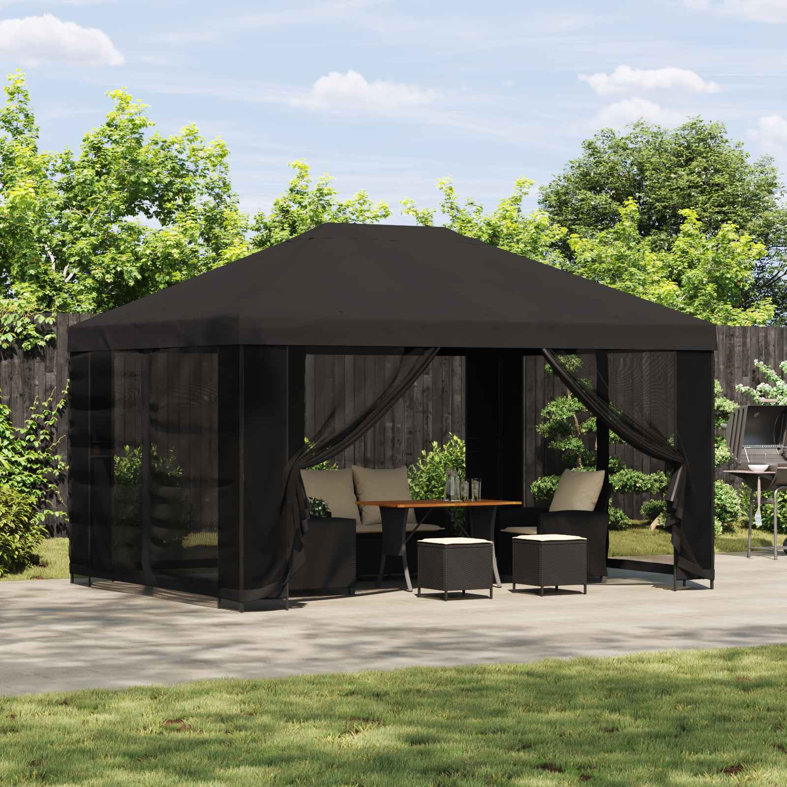 Gazebo 4 x 3 m Anthracite Polyester and Steel 190 gsm