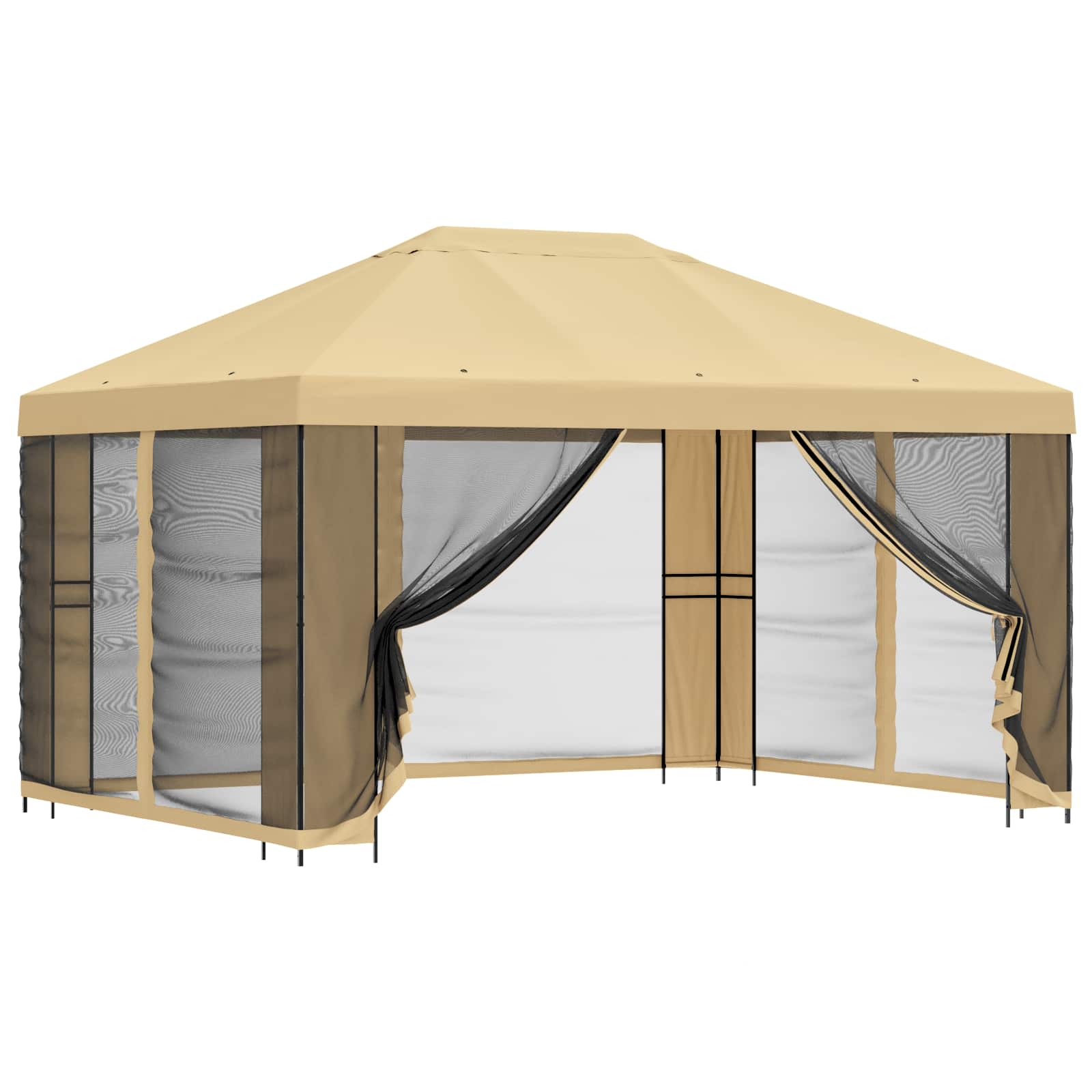 Garden Gazebo with Sidewalls 4 x 3 m Cream Polyester and Steel
