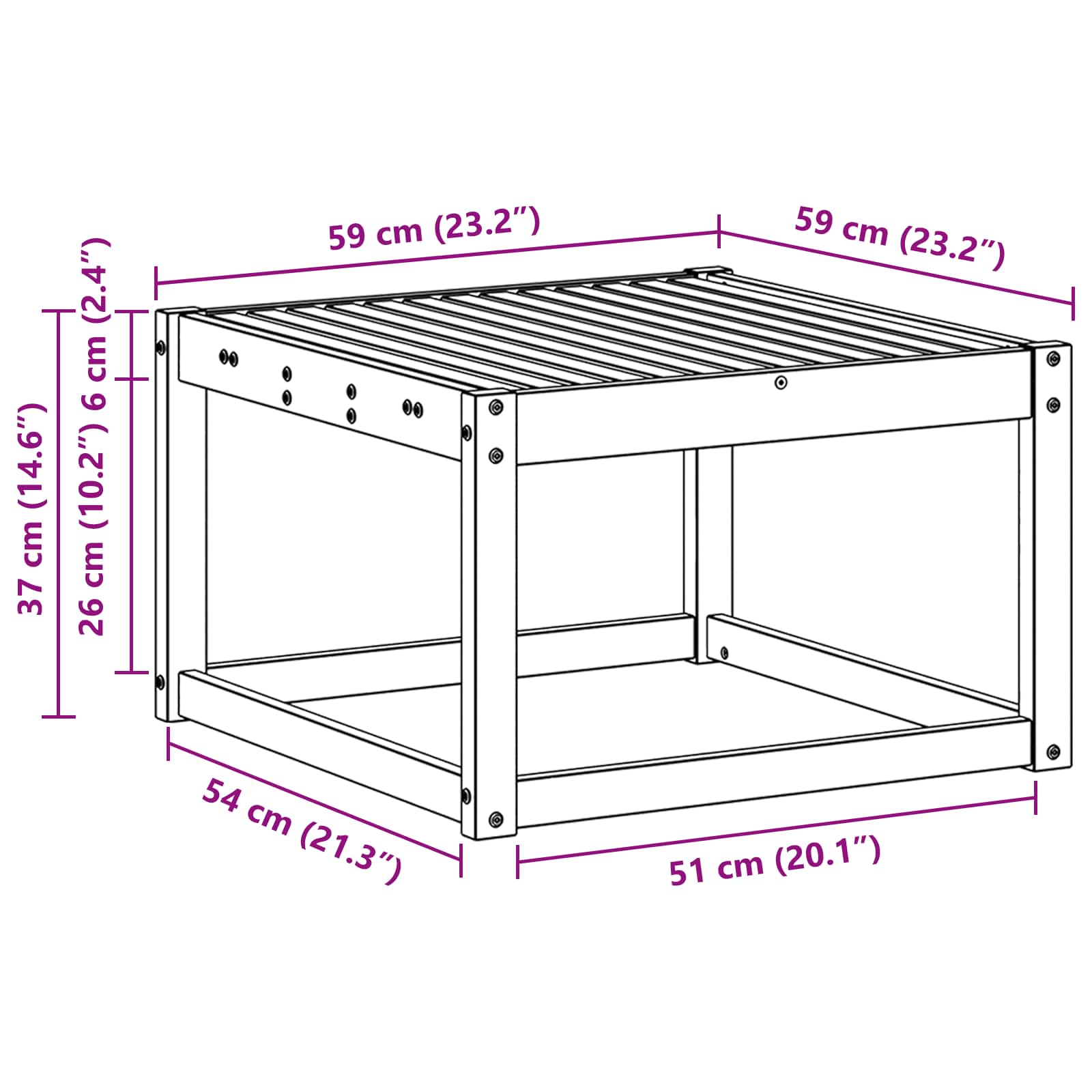 Outdoor Table Solid Acacia Wood Natural 59 x 59 x 37 cm