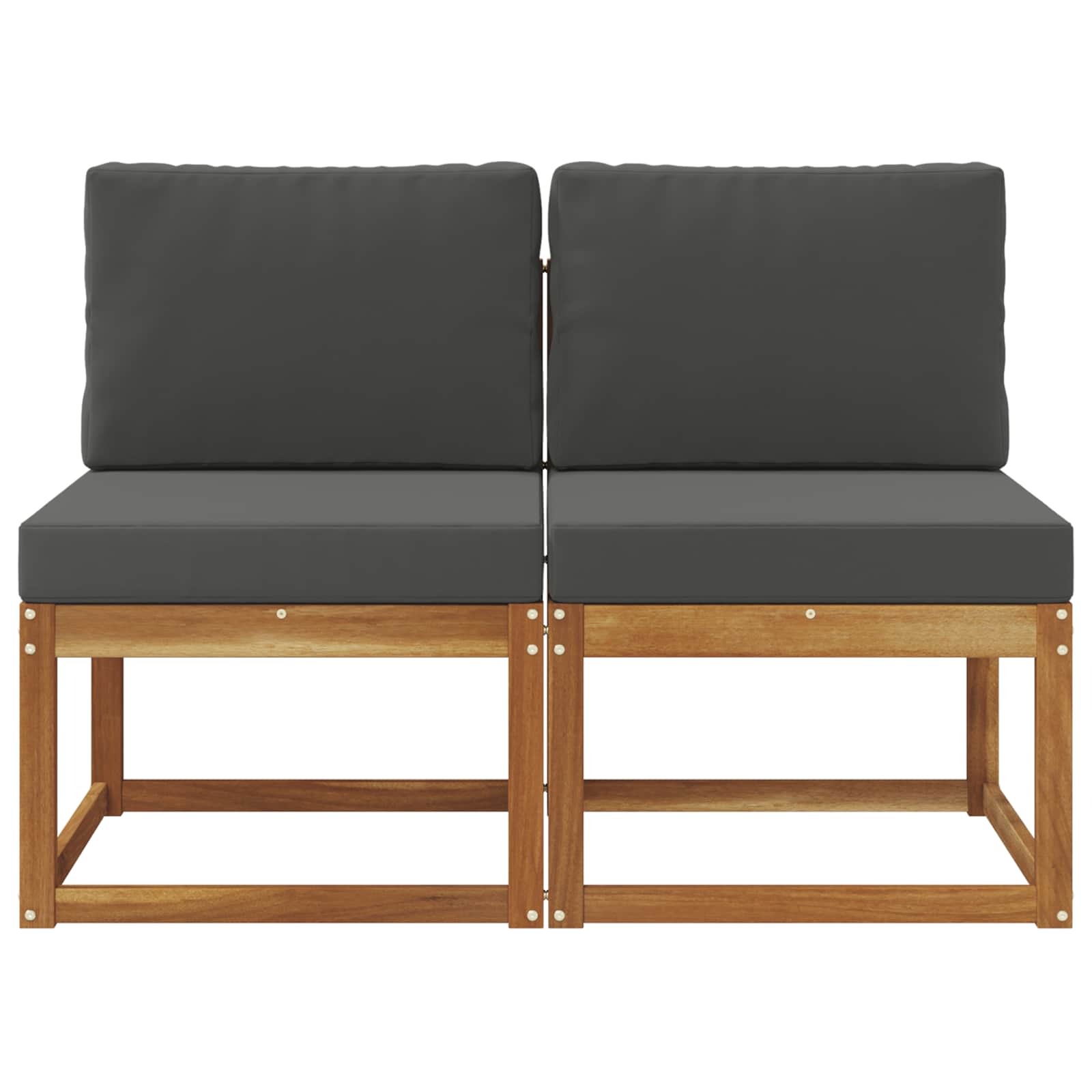 2 Piece Outdoor Middle Sofa Solid Acacia Wood