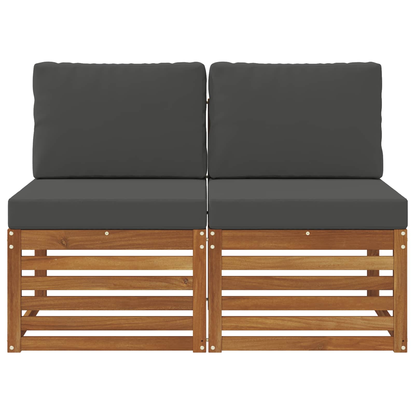 2 Piece Outdoor Middle Sofa Solid Acacia Wood Natural