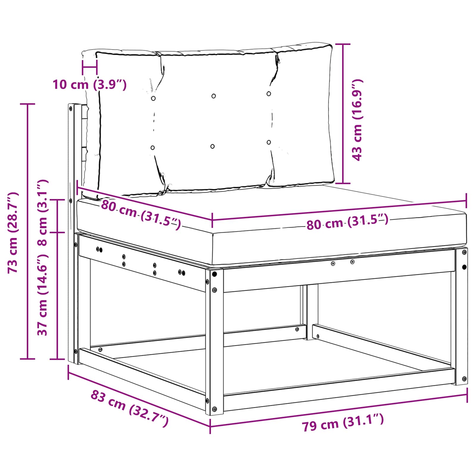 Outdoor Middle Sofa Natural