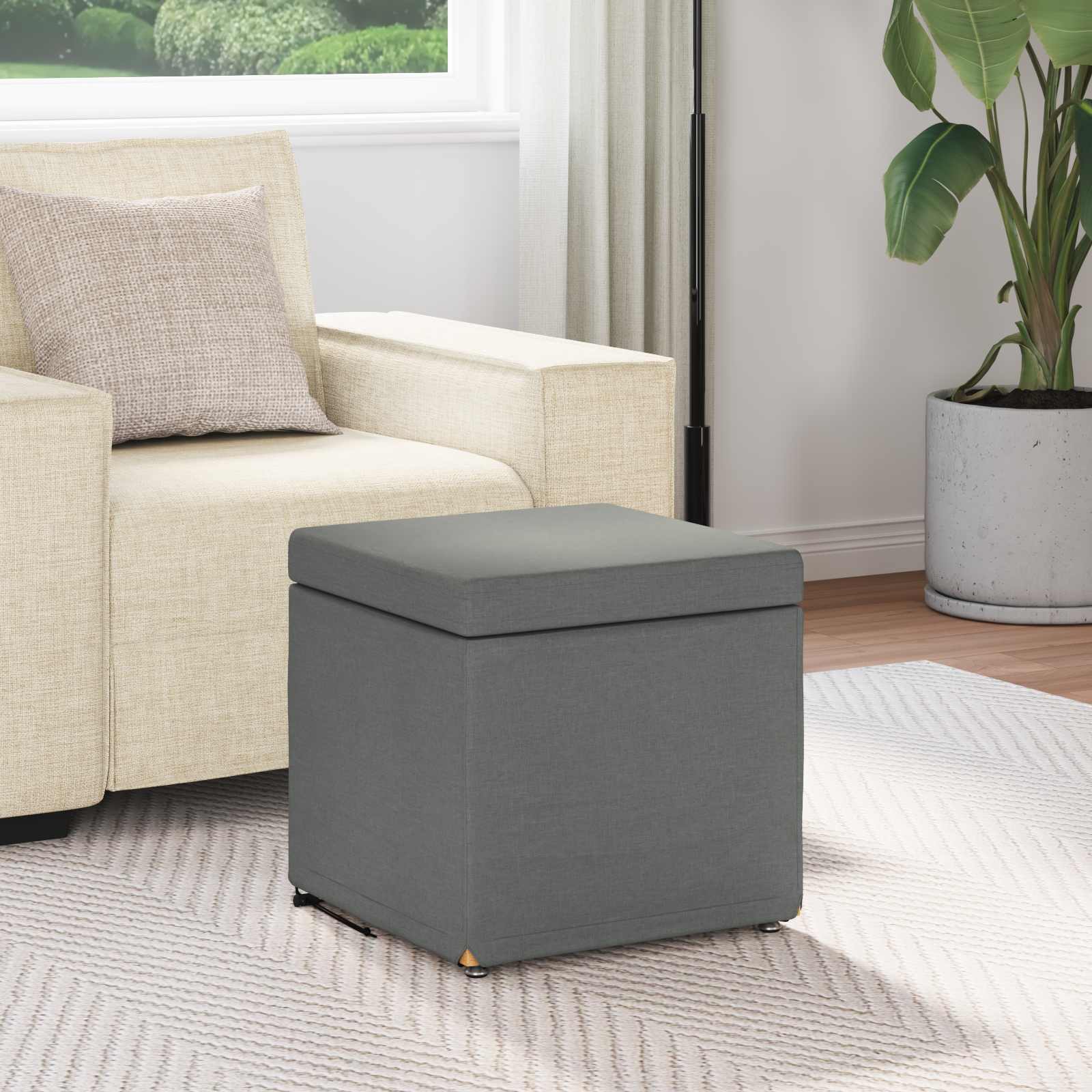 Stool Dark Grey 41 x 41 x 40 cm Fabric and Engineered Wood