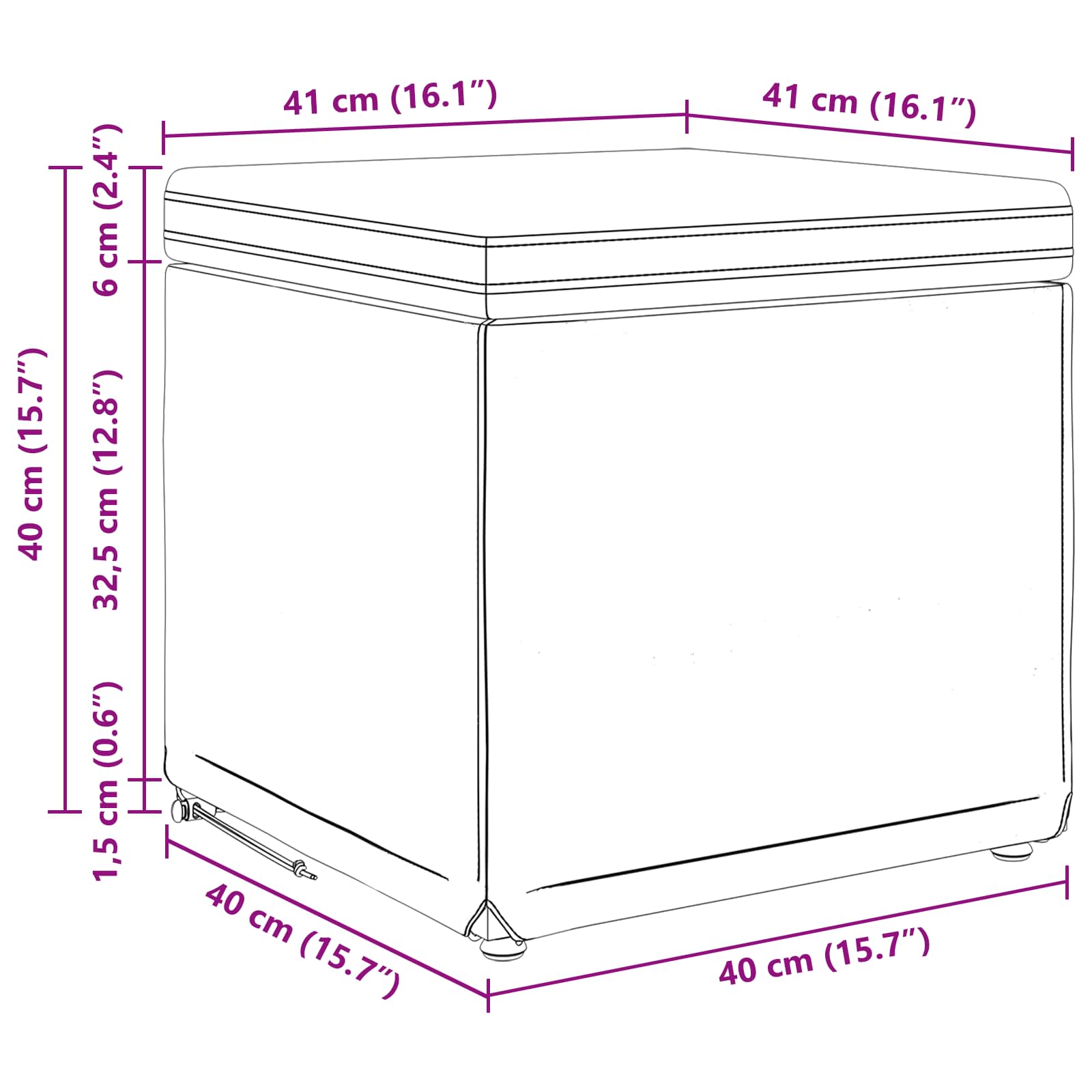 Stool Dark Grey 41 x 41 x 40 cm Fabric and Engineered Wood
