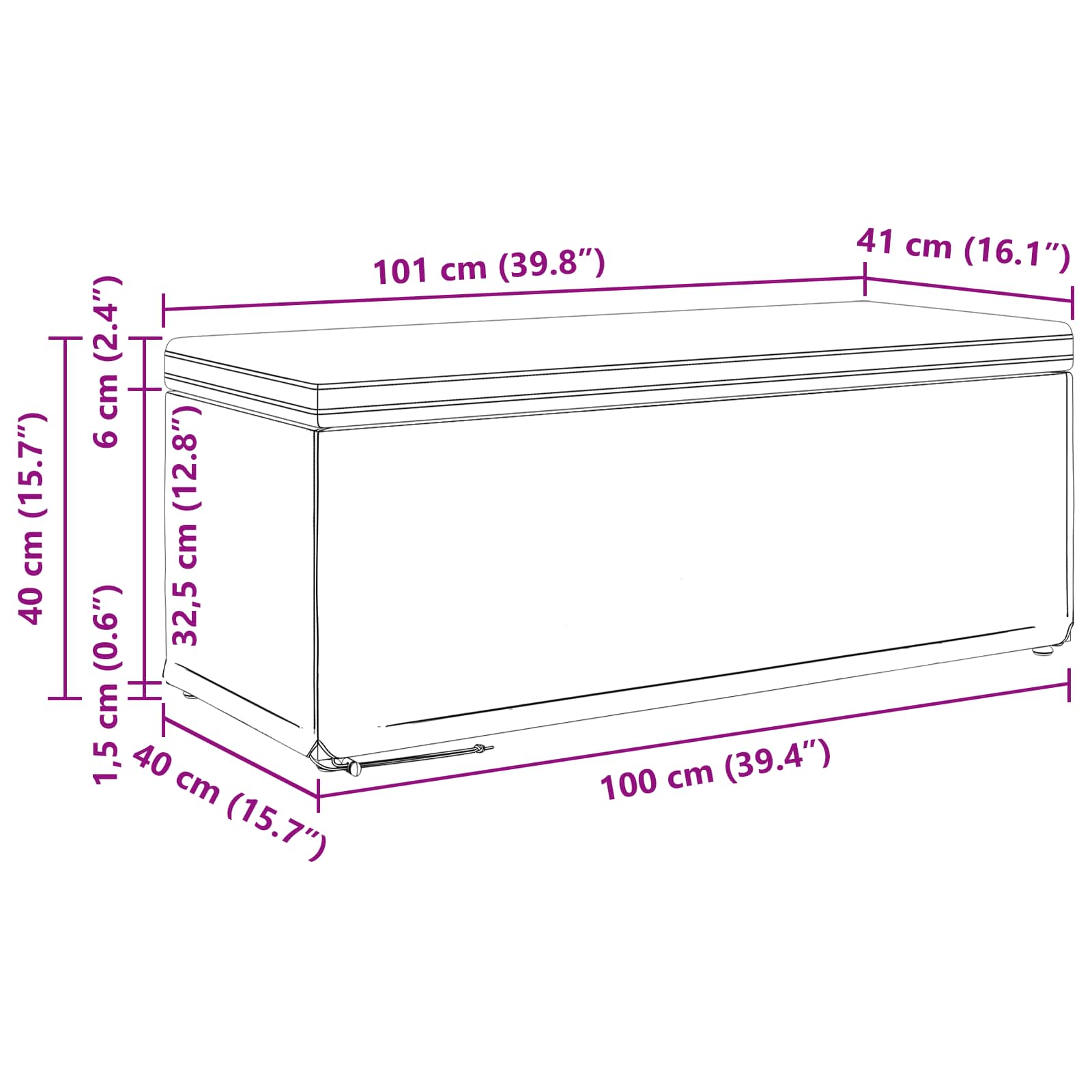 Stool Dark Grey 101 x 41 x 40 cm Fabric and Engineered Wood