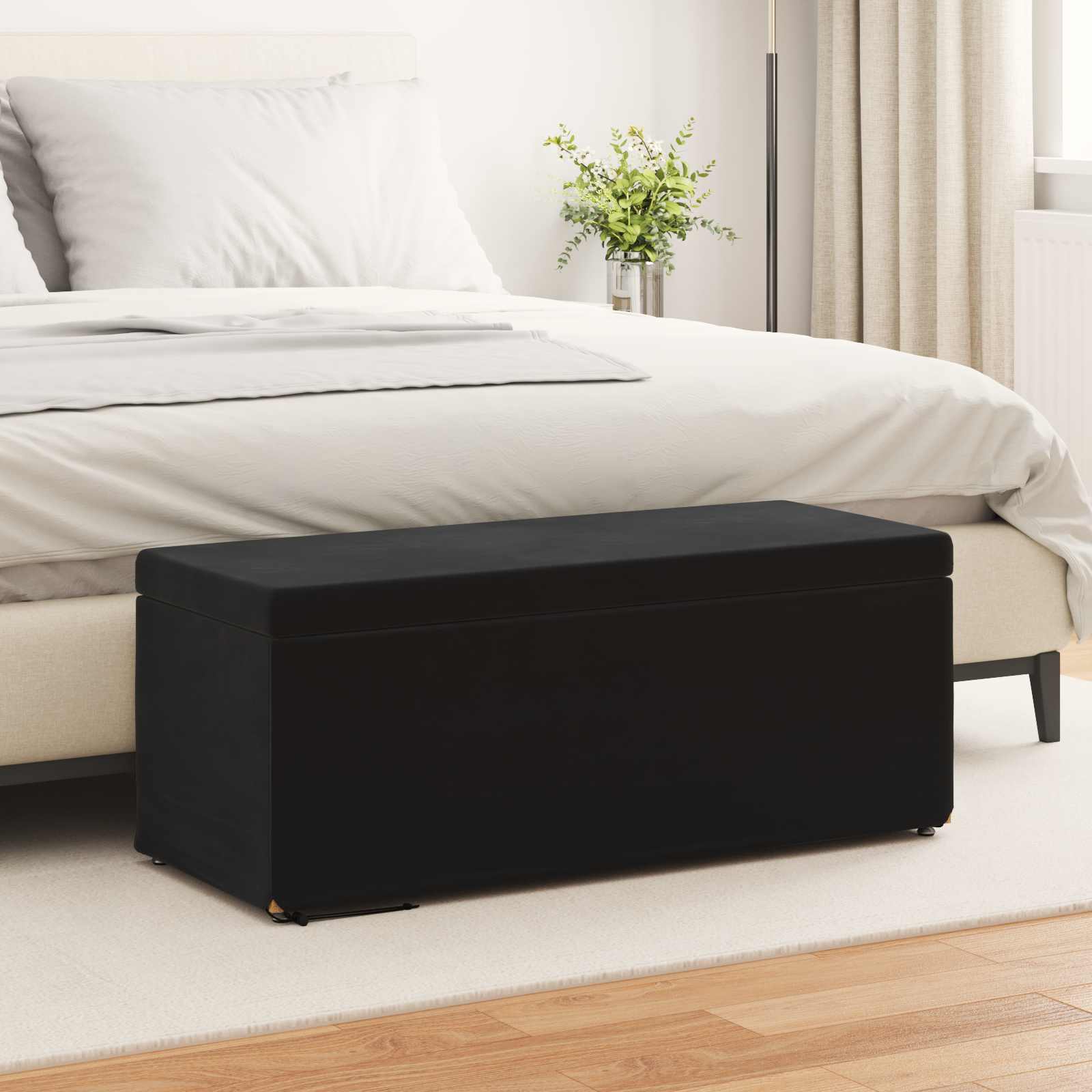 Stool Black 101 x 41 x 40 cm Velvet and Engineered Wood