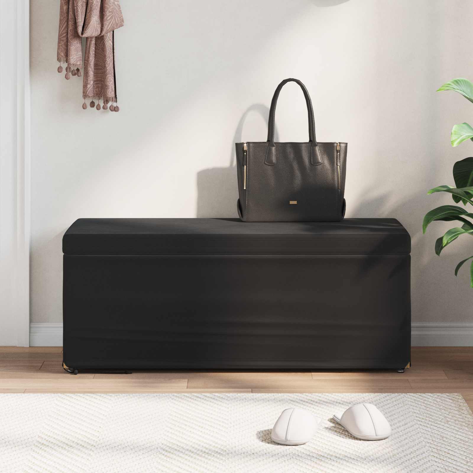 Stool Black 101 x 41 x 40 cm Velvet and Engineered Wood