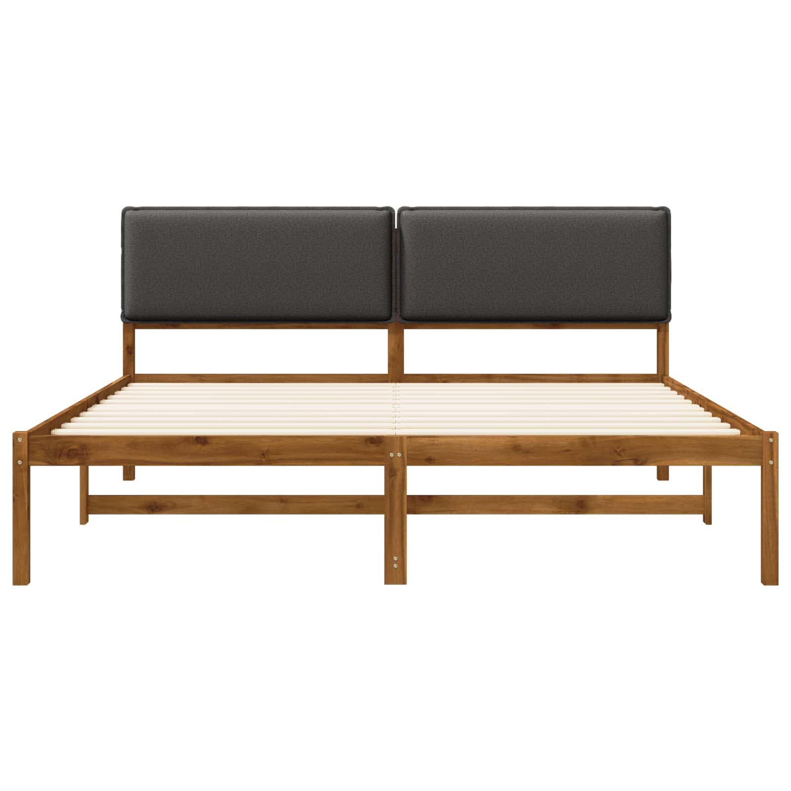 Bed Frame with Upholstered Headboard Natural and Dark Grey