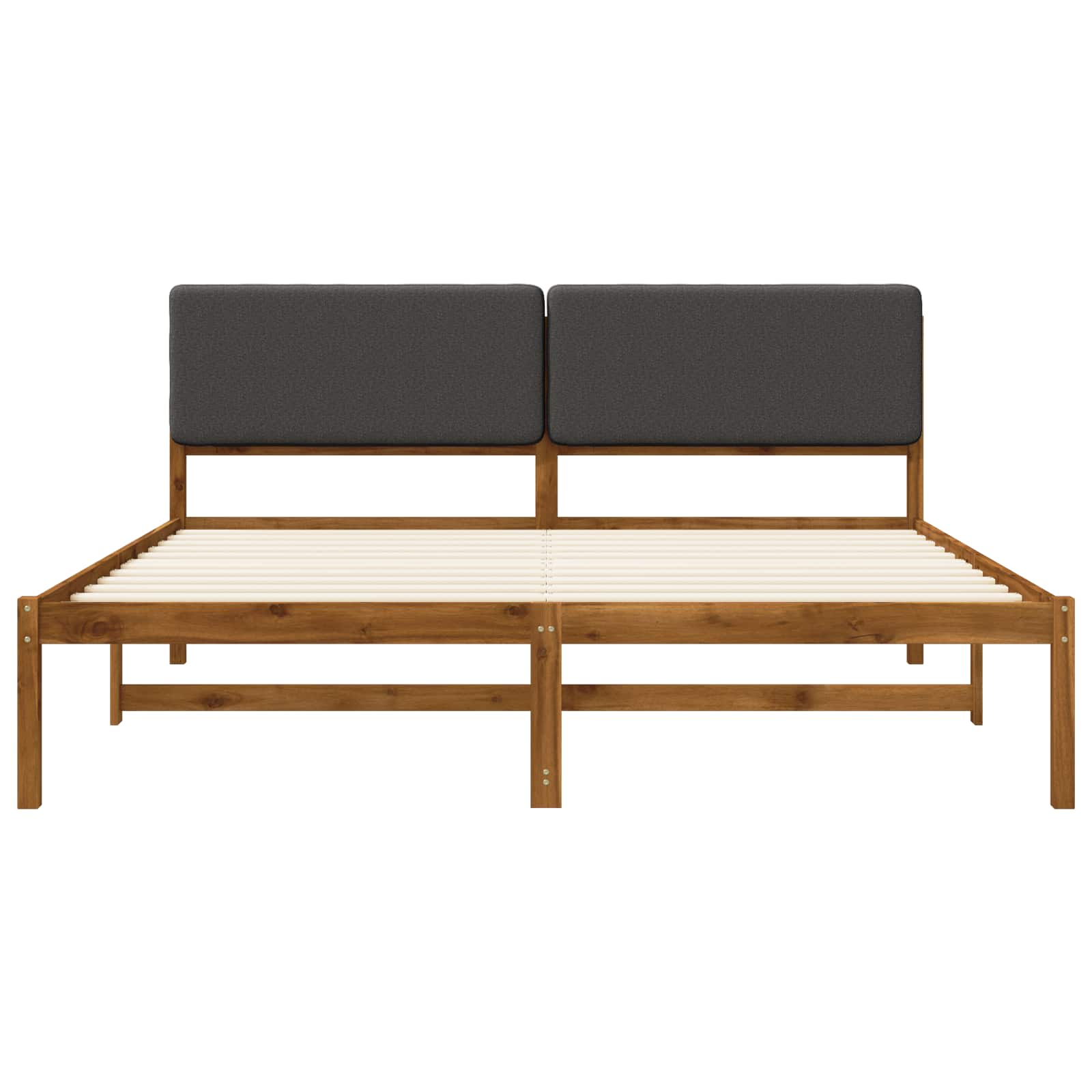 Bed Frame with Upholstered Headboard Natural and Dark Grey