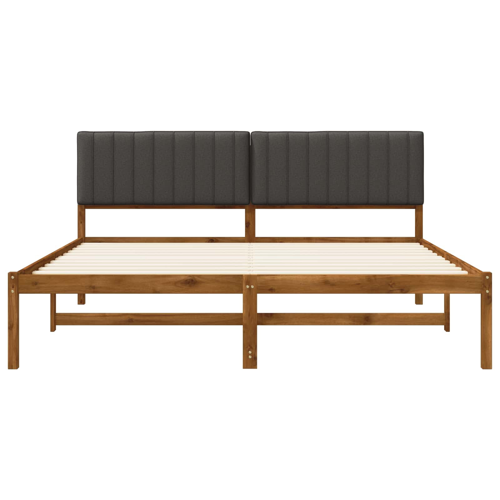 Bed Frame with Upholstered Headboard Natural and Dark Grey