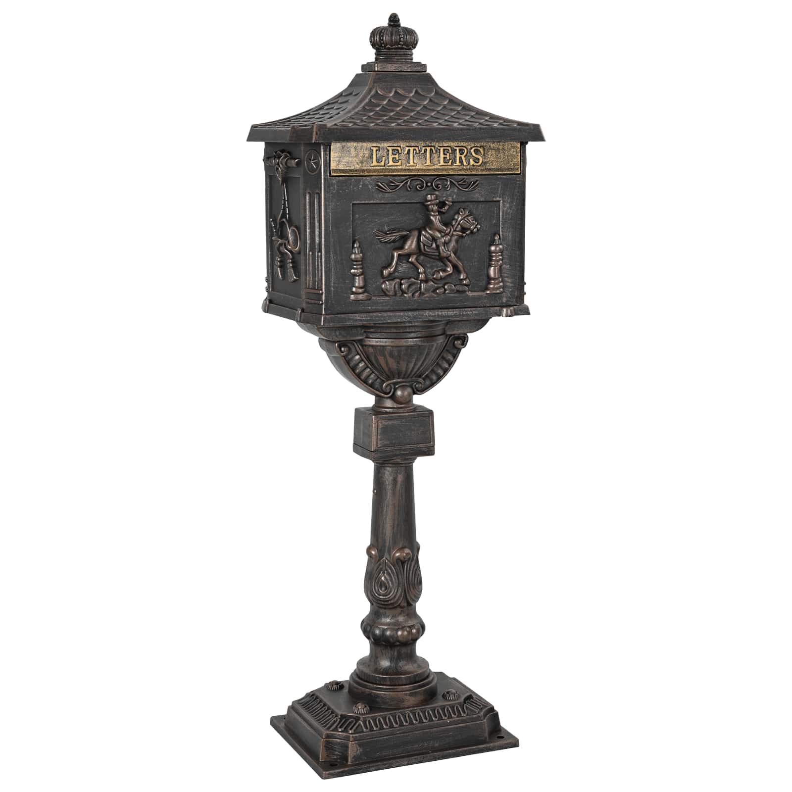 Standing Mailbox Bronze 42.5 x 29.5 x 117 cm Cast Aluminum