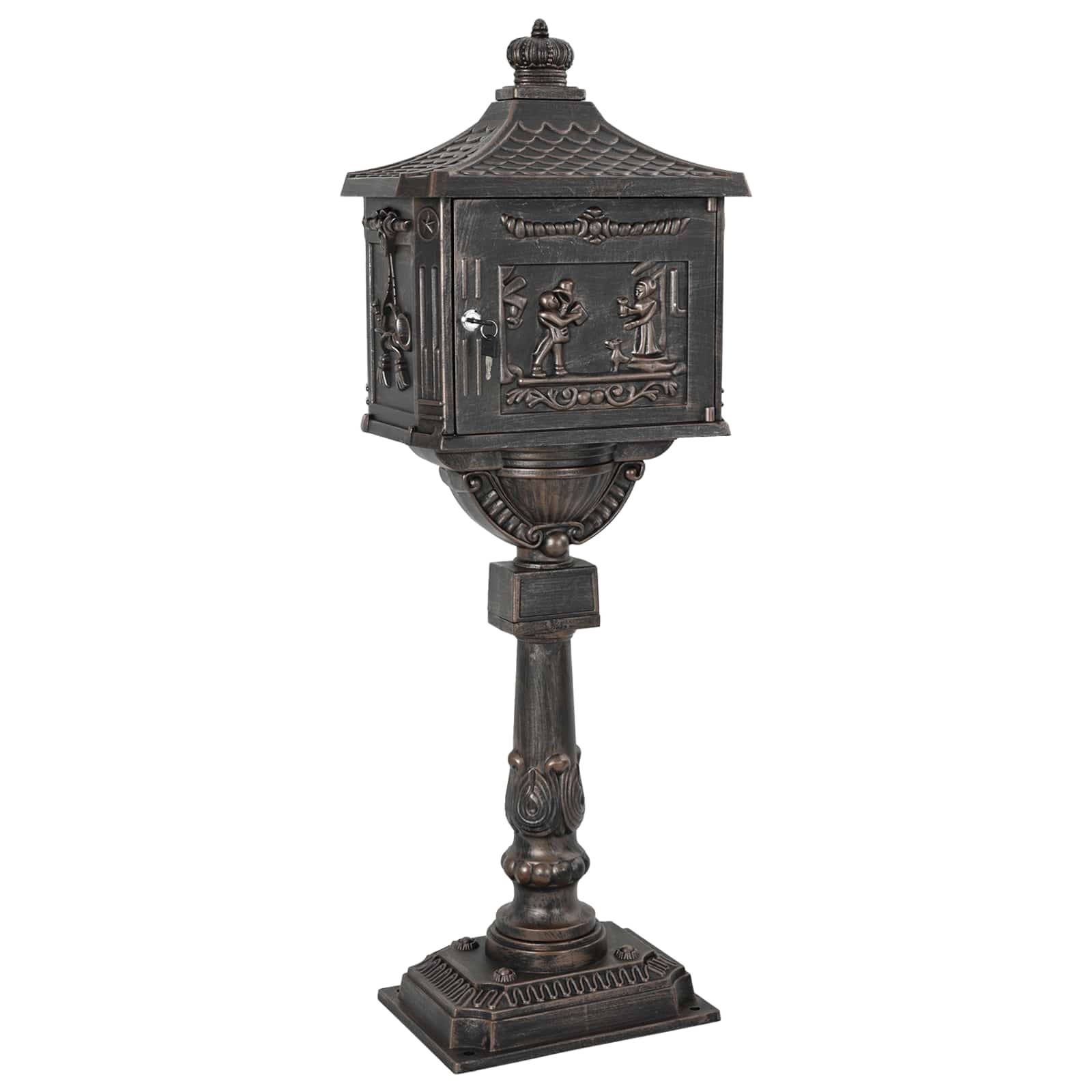 Standing Mailbox Bronze 42.5 x 29.5 x 117 cm Cast Aluminum