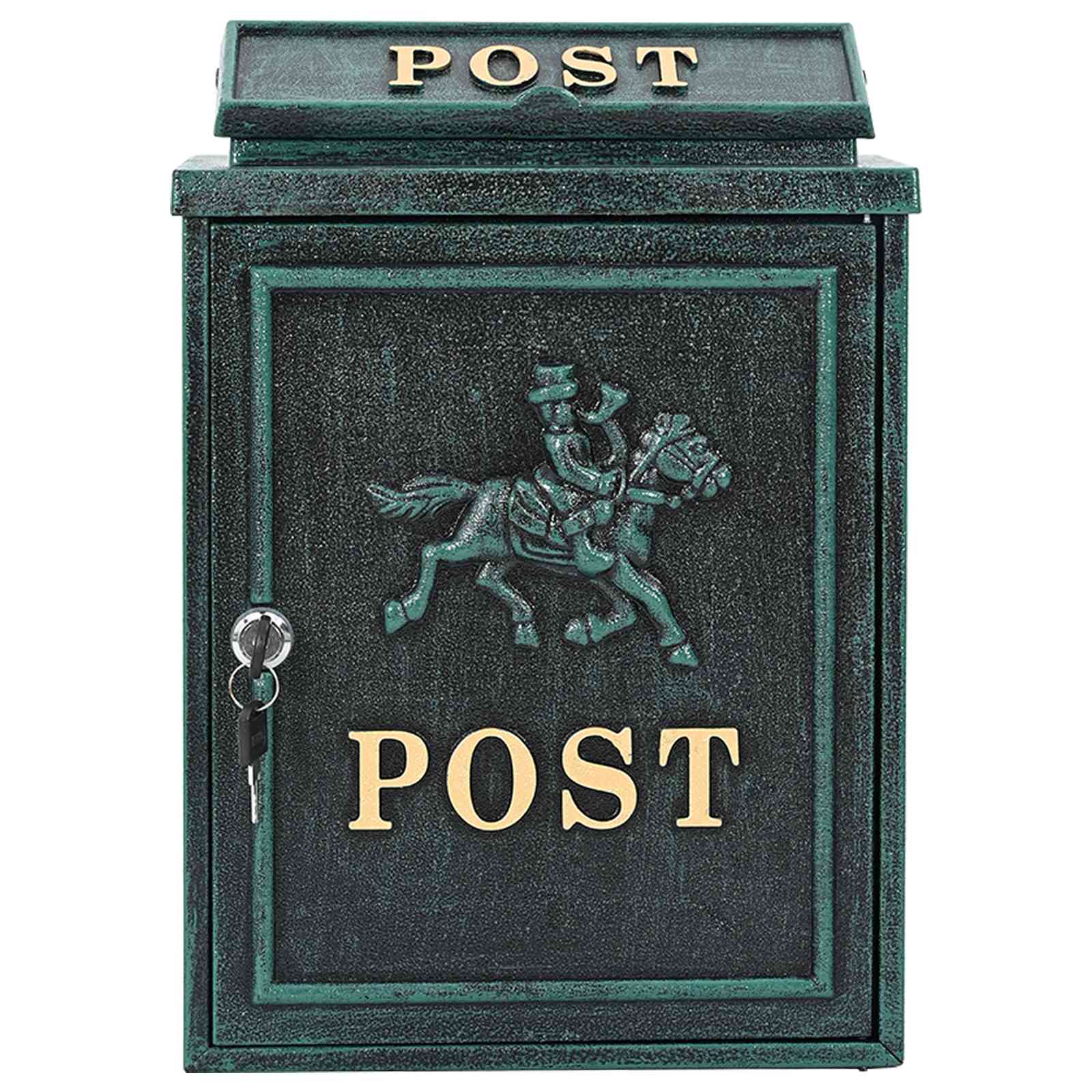 Wall Mounted Mailbox Green 29 x 13 x 41 cm Cast Aluminum