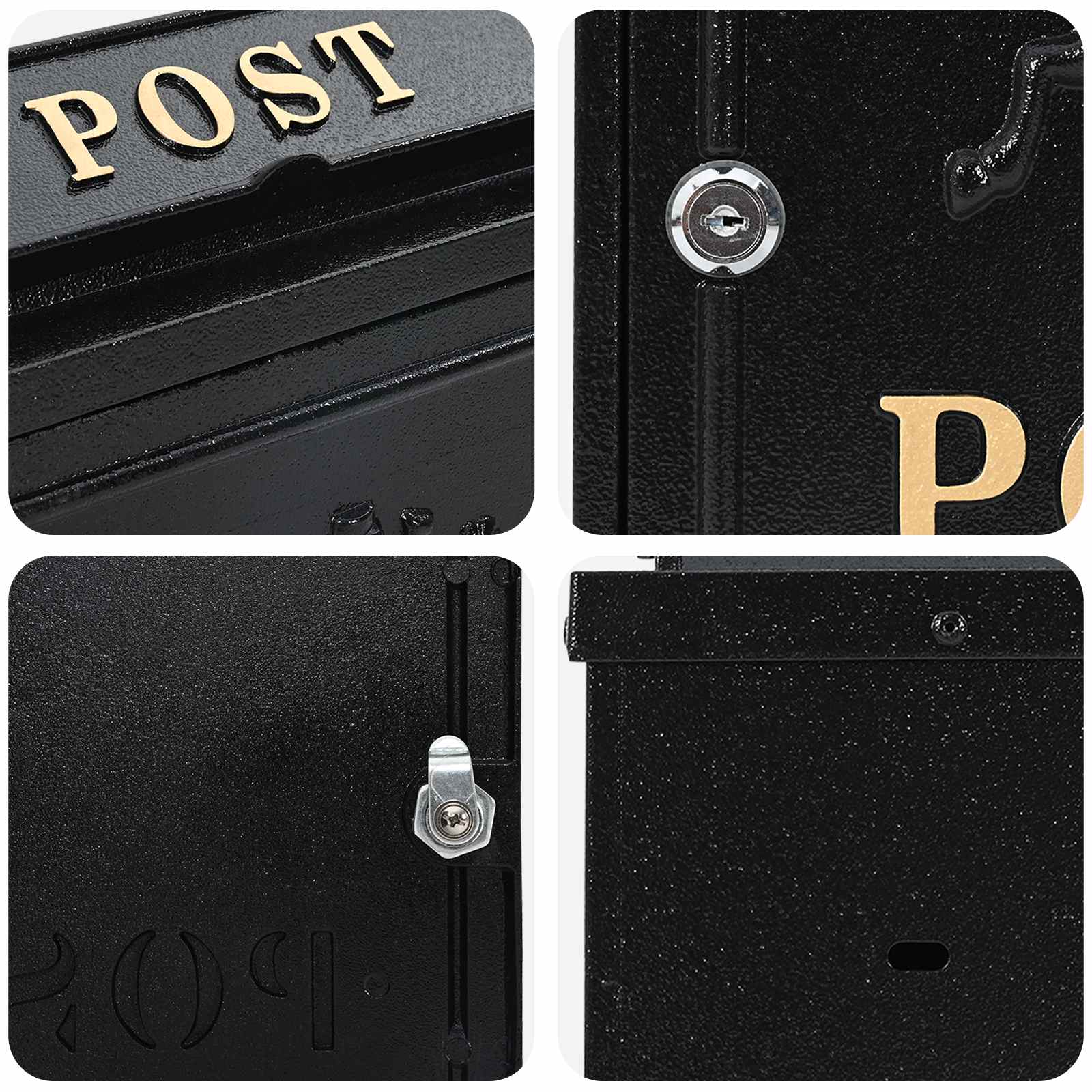 Wall Mounted Mailbox Black 29 x 13 x 41 cm Cast Aluminum