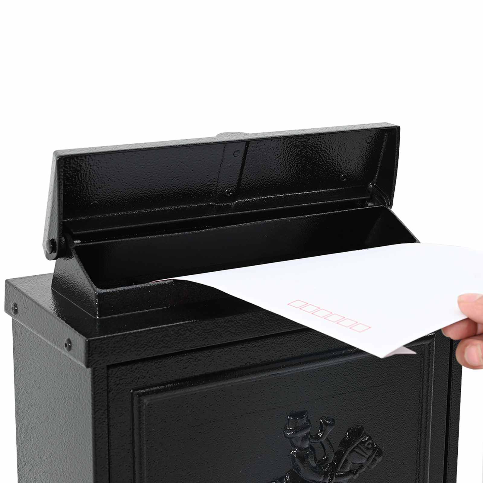 Wall Mounted Mailbox Black 29 x 13 x 41 cm Cast Aluminum