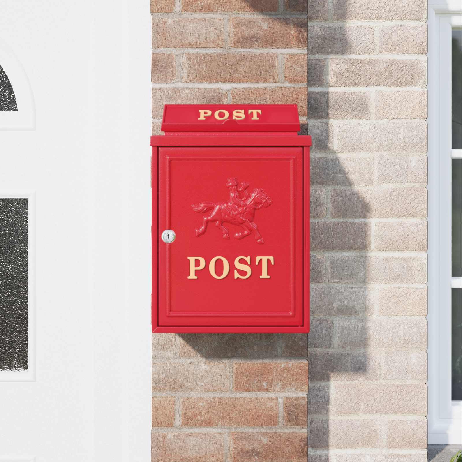 Wall Mounted Mailbox Red 29 x 13 x 41 cm Cast Aluminum